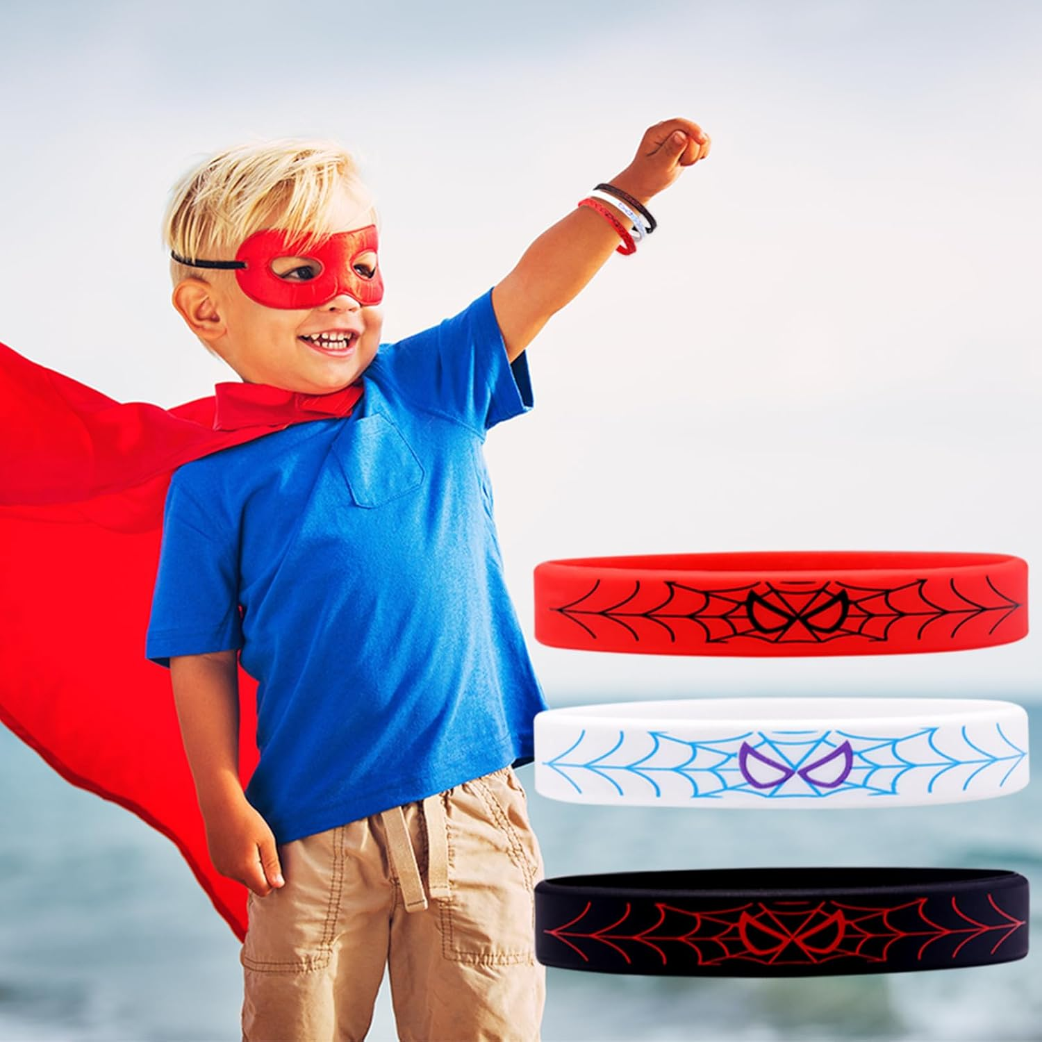 Yisncka 24Pcs Spider Silicone Wristbands Bracelets Hero Spider Party Decorations Supplies for Spider Theme Boys Girl Birthday Party Favors image number 3