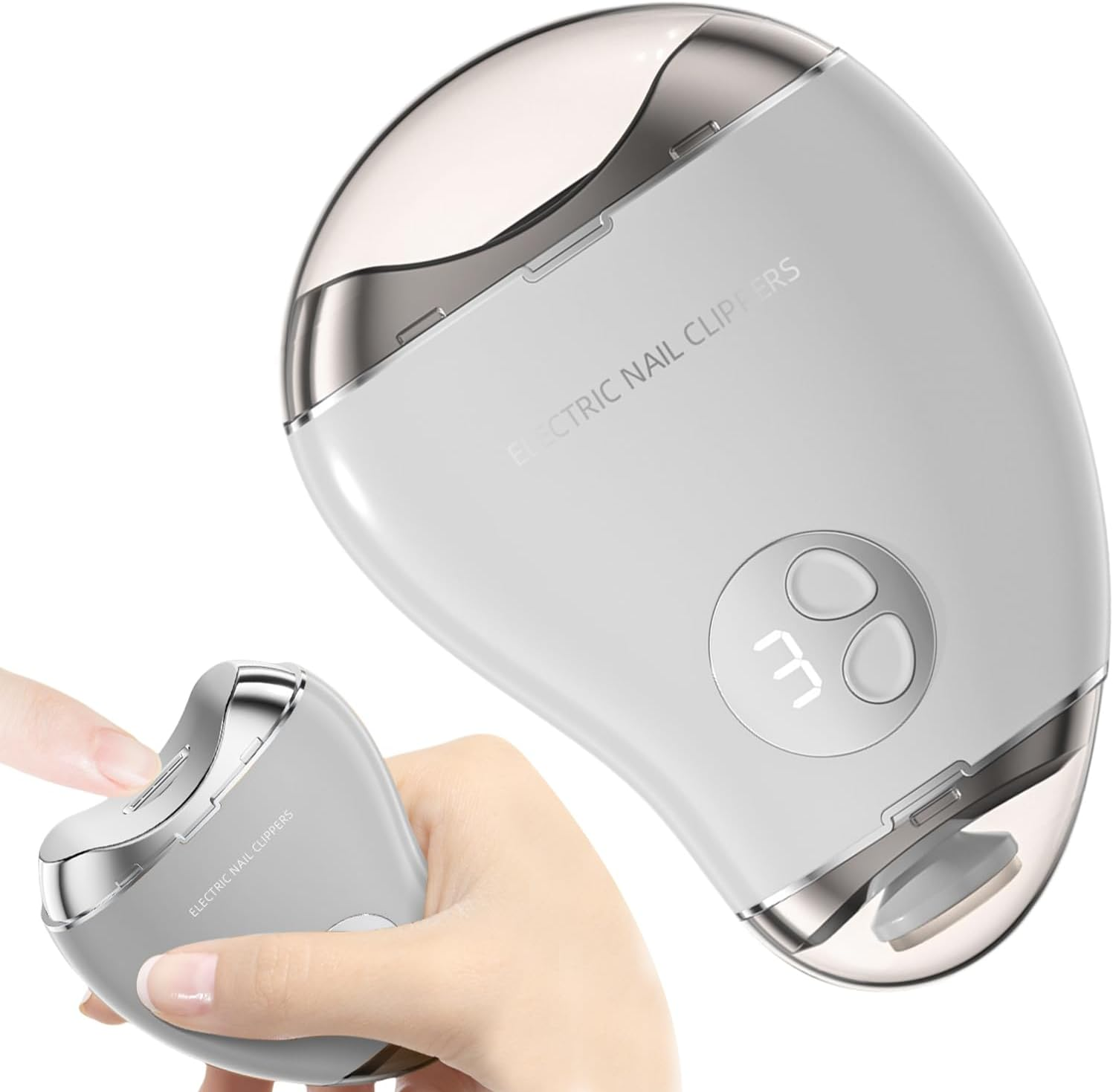 Adults Electric Nail Trimmer, Double- Toe Nail Cutter with 3-Speed Display, Safe Mango Shape Design for Thick Nails, Double-Head Nails Grinder Safe for Travel, Home Use