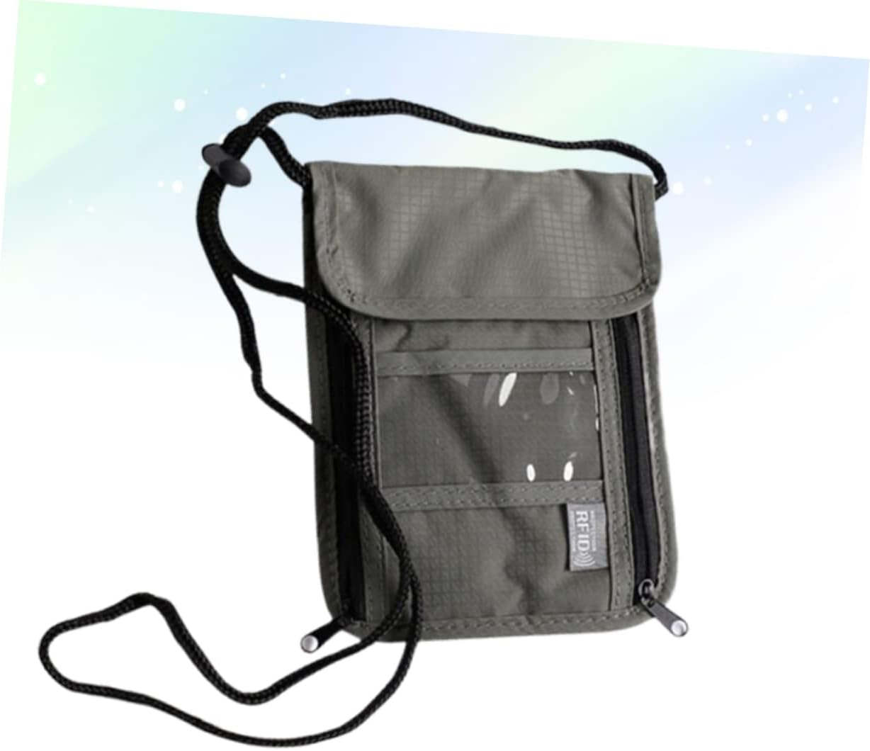 KICHOUSE Passport Bag for Travel Neck Hanging Bags Id Window Credit Holder in Grey image number 6