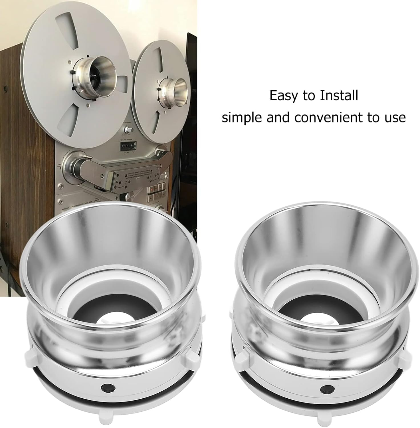 2 Nab Hub Adapters,10 Inch Opener Hub Adapter for Reel to Reel Tape Recorders, Aluminium Universal Reel Tape Recorder Accessories for Studer Revox, Akai, Teac, Silver White image number 2