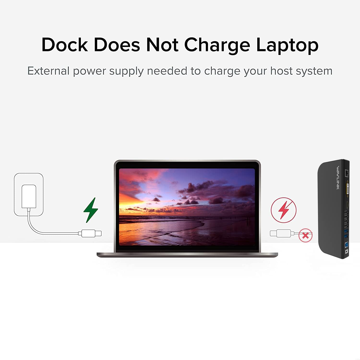 WAVLINK USB 3.0 Universal Docking Station, USB 3.0 Laptop Docking Station Dual Display with HDMI & DVI to VGA/HDMI, Gigabit Ethernet, 6 USB Ports, Audio for Laptop, Ultrabook and PC, No Power Charging image number 4