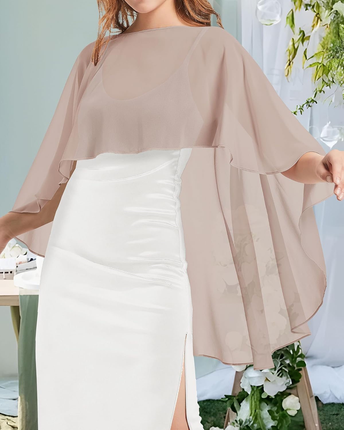 Womens Capelets Shawls and Wraps for Evening Dress Chiffon Capes Wedding Cover Up image number 5