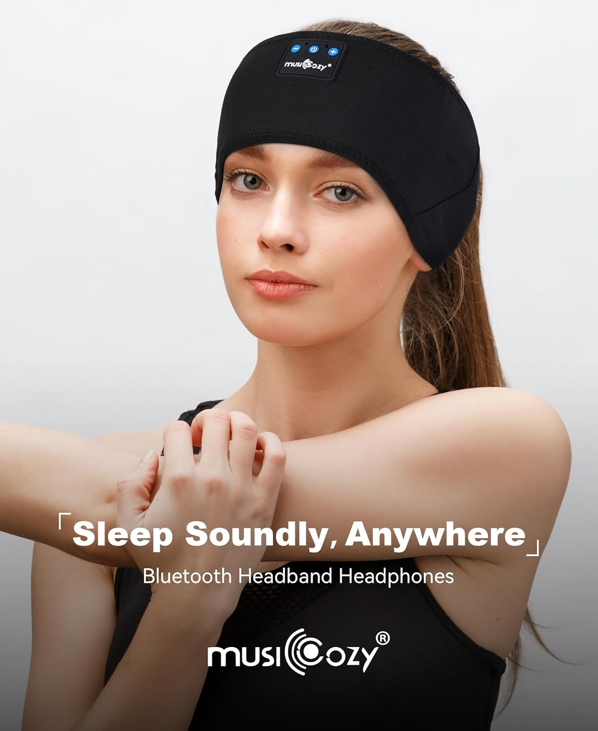 MUSICOZY Sleep Headphones Bluetooth Headband, Sports Wireless Earphones - Sweat Resistant Earphones, Sleeping Headphones with Ultra-Thin HD Stereo Speakers Perfect for Side Sleepers Insomnia, Workout image number 3