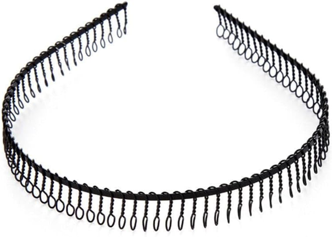 6Pcs Unisex Black Metal Hairband Teeth Comb Headband Hair Hoop Headwear Accessory for Women Men (Black, One Size)