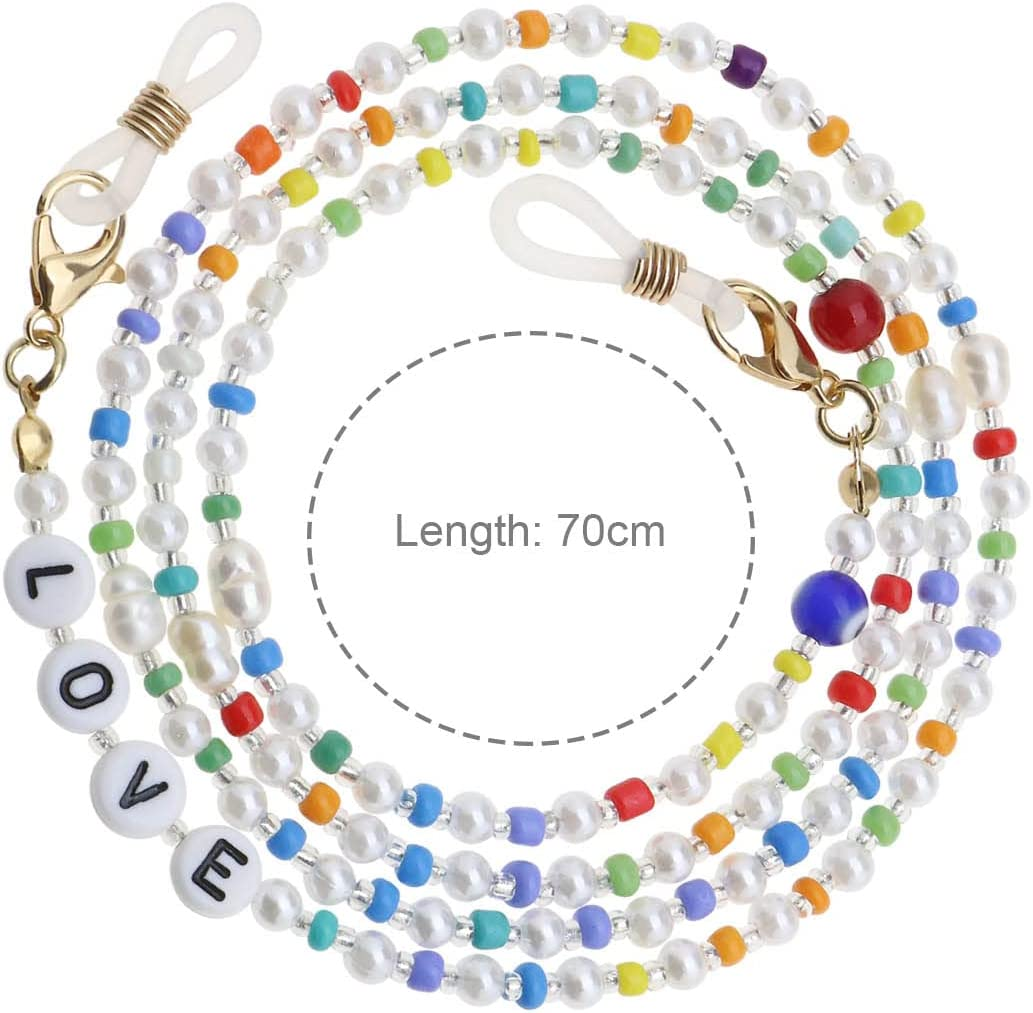 Emsea Colorful Beaded Eyeglass Chain Letter Non-Slip Reading Glasses Holder Strap Spectacles Cord Lanyard Eyewear Sunglasses Retainer for Women Girls image number 6