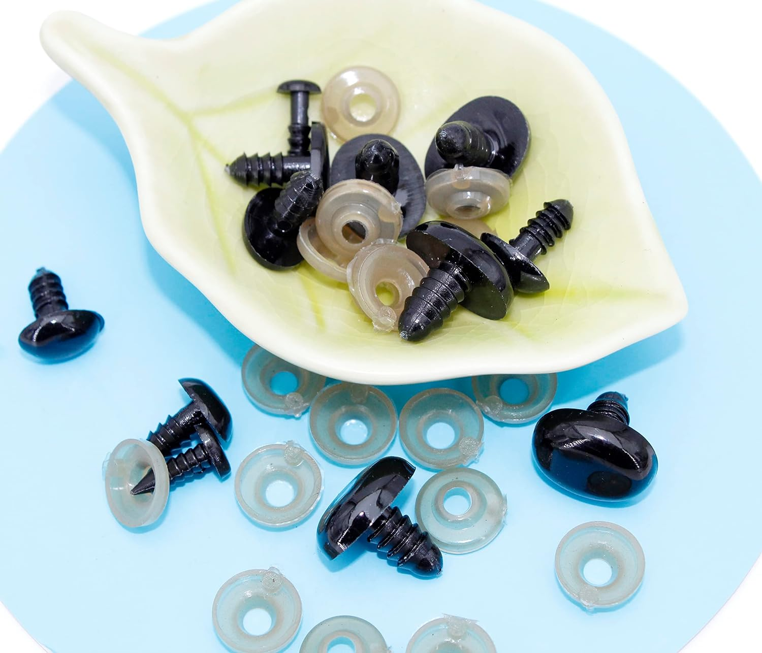 BESTCYC 1Box(125Pcs) 5Different Size Oval Shape Black Plastic Safty Nose for Teddy Bear Doll Animal Puppet Crafts image number 6