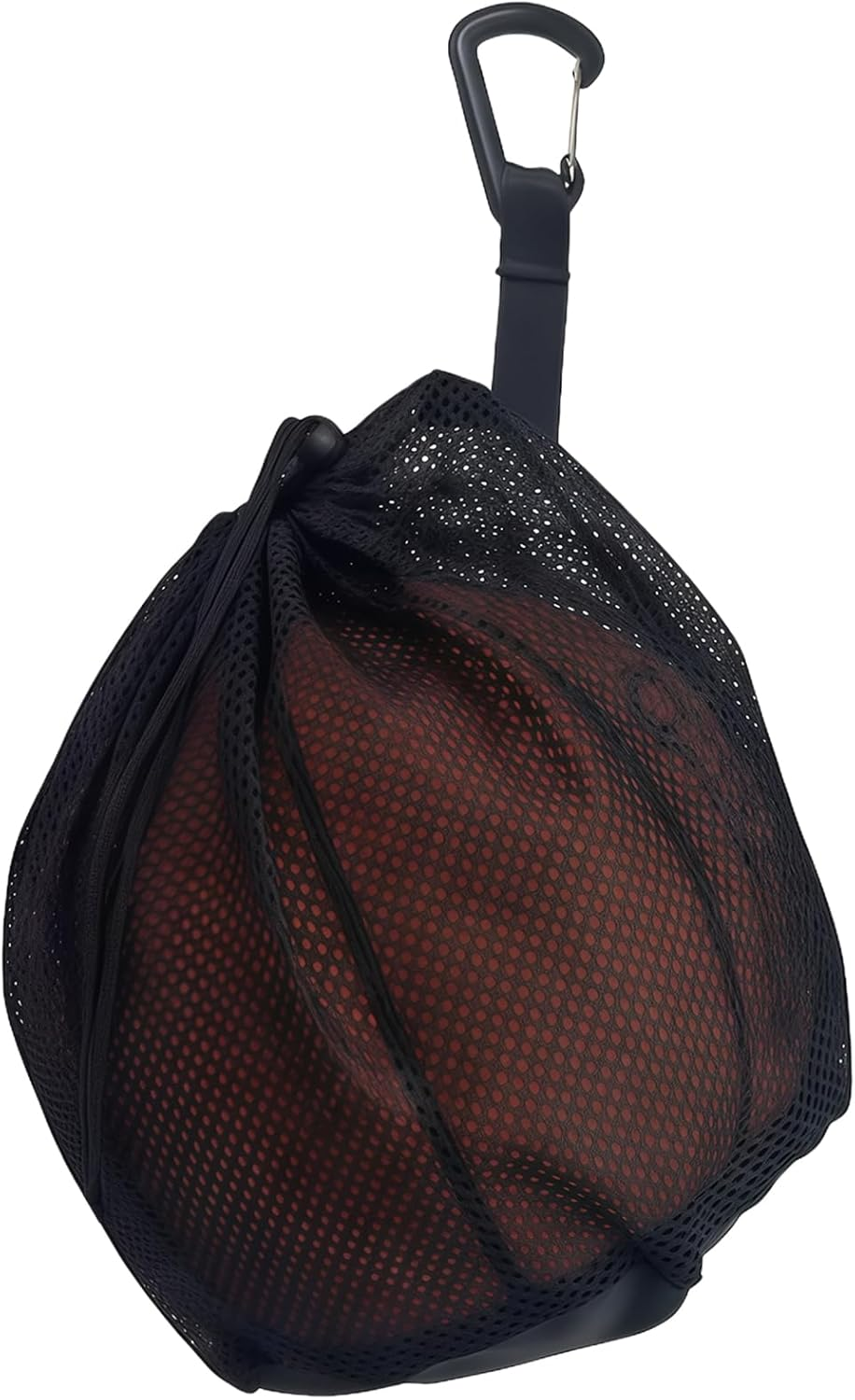 Teccfly Sports Ball Mesh Bag with Zipper Pocket, Durable Drawstring Backpack for Basketball Football Volleyball Soccer, Portable Ball Bag for Training Games Gym, Lightweight Basketball Backpack(Black) image number 2
