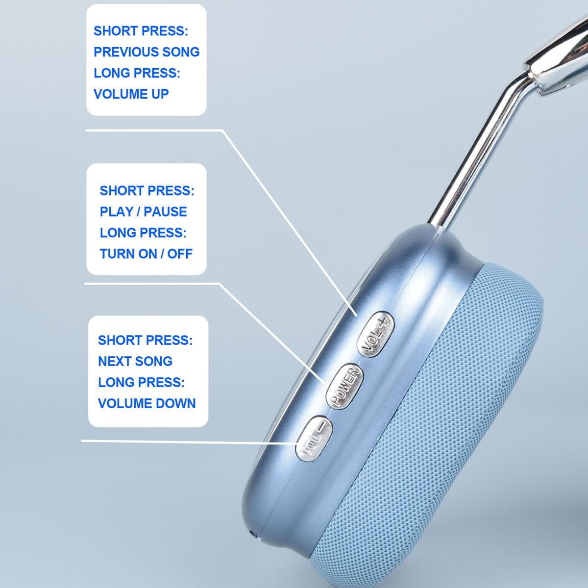 New Wireless Headset, Hifi Clear Call, Comfortable Fit with Head, Foldable, Rotatable, Stretchable. Compatible with Mobile Phones, Computers, MP3 and Other Devices. Wireless Headphones (Blue)