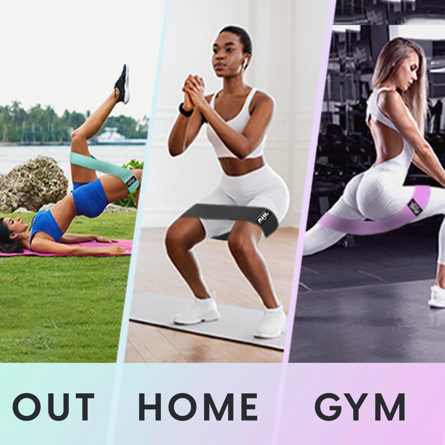 Mhil 5 Resistance Bands - Best Exercise Bands for Women and Men - Thick Elastic Fabric Workout Bands for Working Out Legs, Butt, Glute- Stretch Fitness Booty Loops Bands for Gym, Weights & Squats image number 2