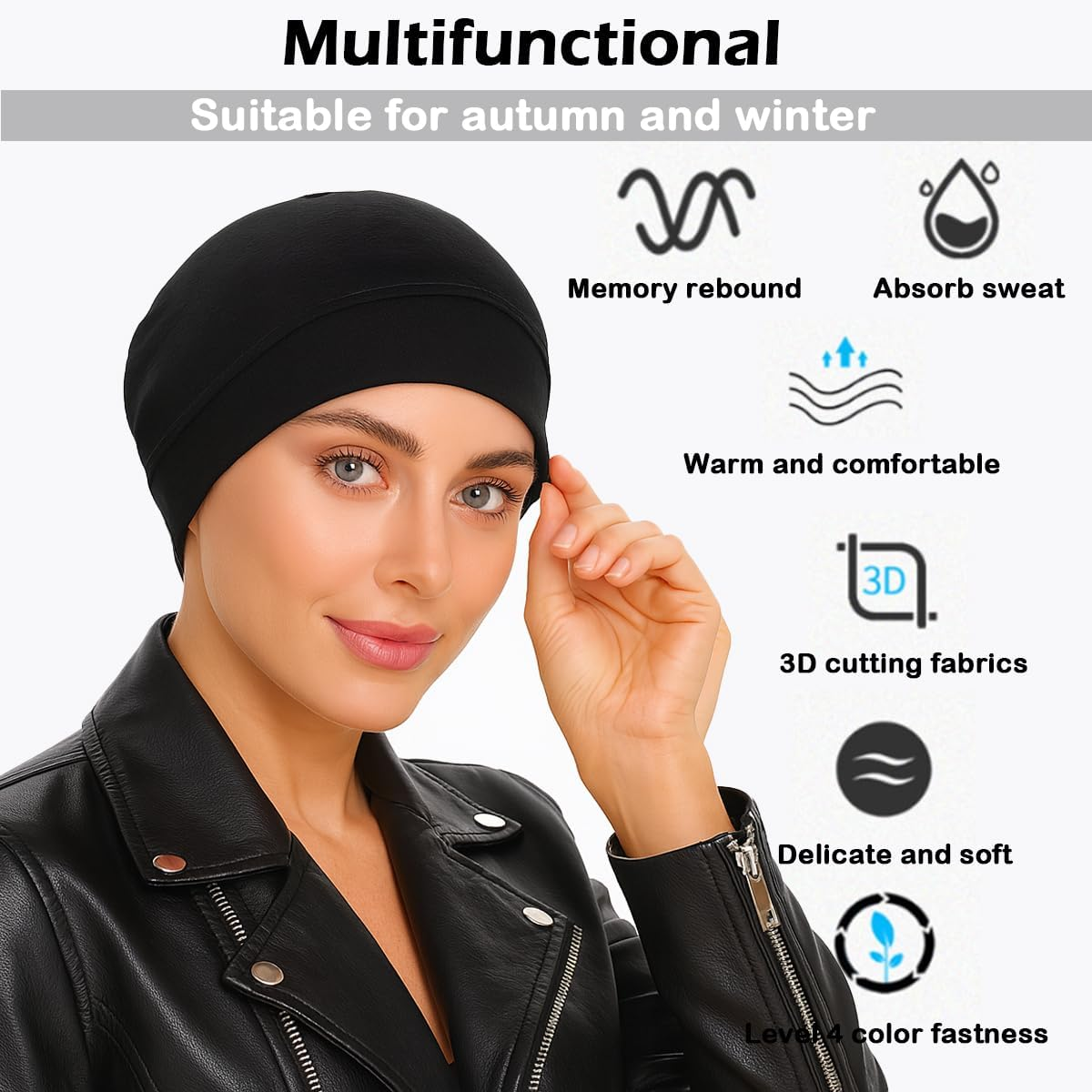 Cuffed Beanie Cap Autumn and Winter Style Polar Fleece Fabric Cold-And Elastic Watch Hat for Men and Women Sleep Caps image number 6