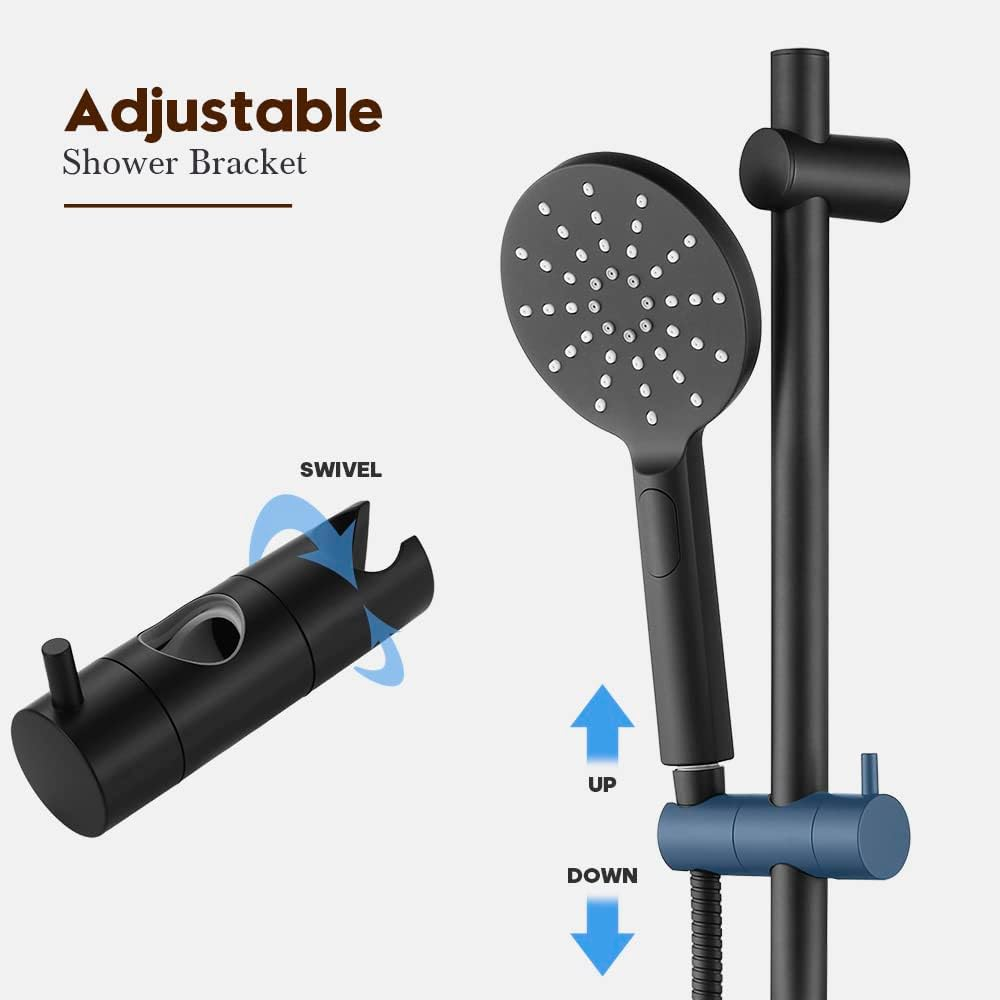 Decaura Shower Rail Set 3-Function Hand Held Shower Head Adjustable Slide Bar - Set A Chrome image number 6