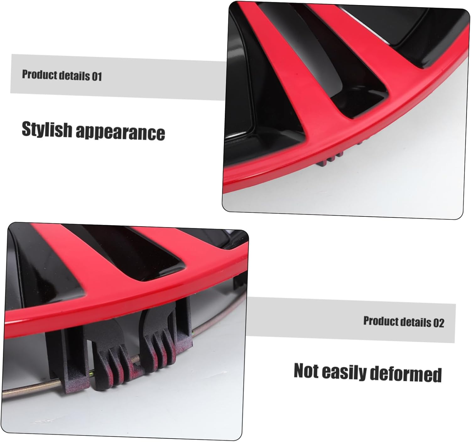 GRIRIW 14-Inch Automotive Wheel Hub Covers Red Black, Universal Car Hubcaps for Vehicles, Decorative Dual-Color Wheel Caps Compatible Most Cars image number 2