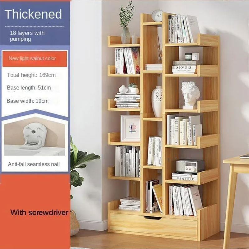 Uandhome 10-Tier Tree Bookshelf,15 Home Shelf Corner Wall Shelves Cabinet Bookcases Storage Rack,Modern Floor Standing Bookcase,Free Standing Tree Bookcase for Bedroom,Living Room,Office (15 Pcs Wood) - 10 Pcs Walnut image number 5