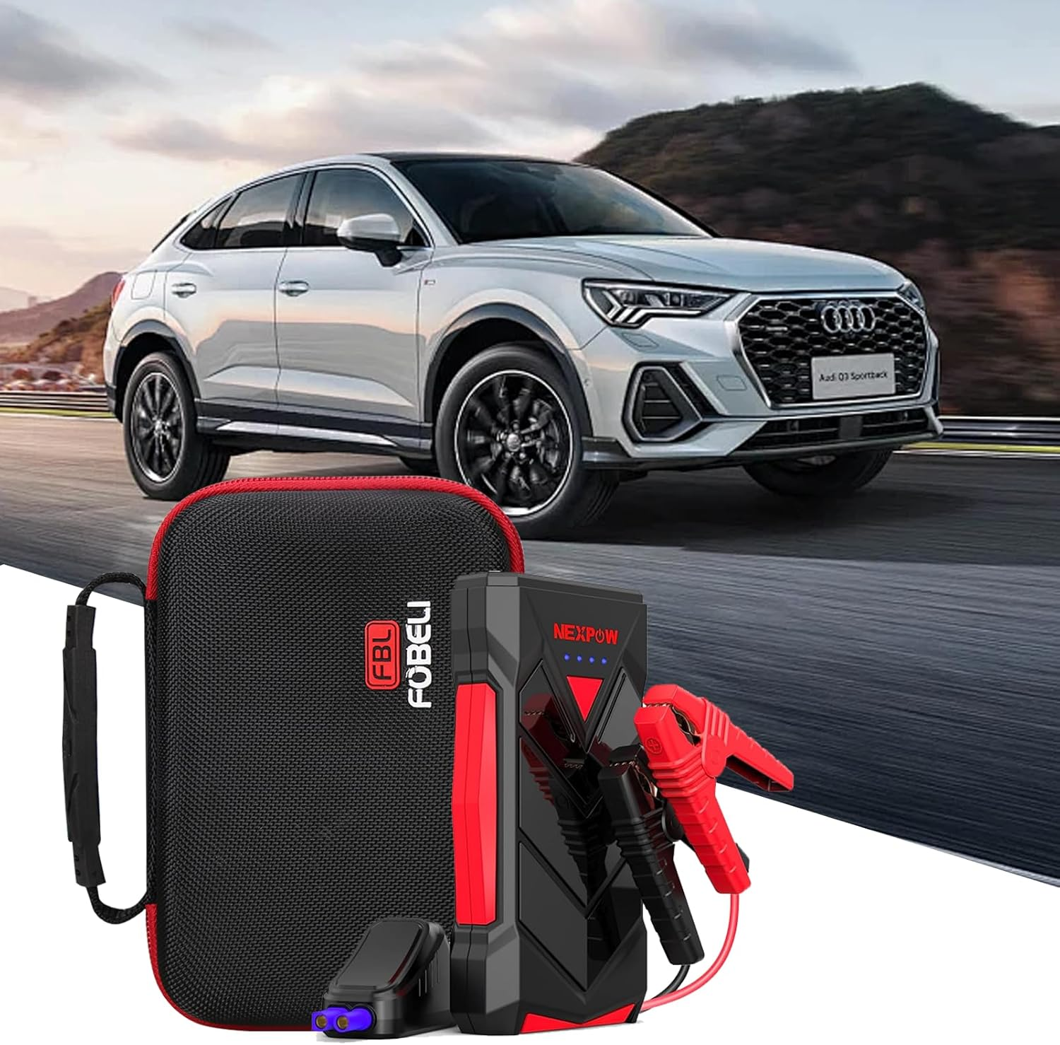 FBLFOBELI Hard Storage Carrying Case for NEXPOW T11F /For BIUBLE Portable Jump Starter, 12V Car Battery Jumper Starter Power Pack Storage Holder