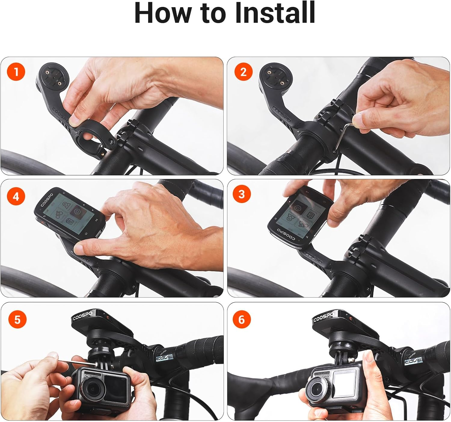 COOSPO Bike Computer Out Front Mount MT5S, Compatible with Garmin and Gopro, Bike Computer Mount Adapter for Handlebar 25.4Mm/31.8Mm image number 3