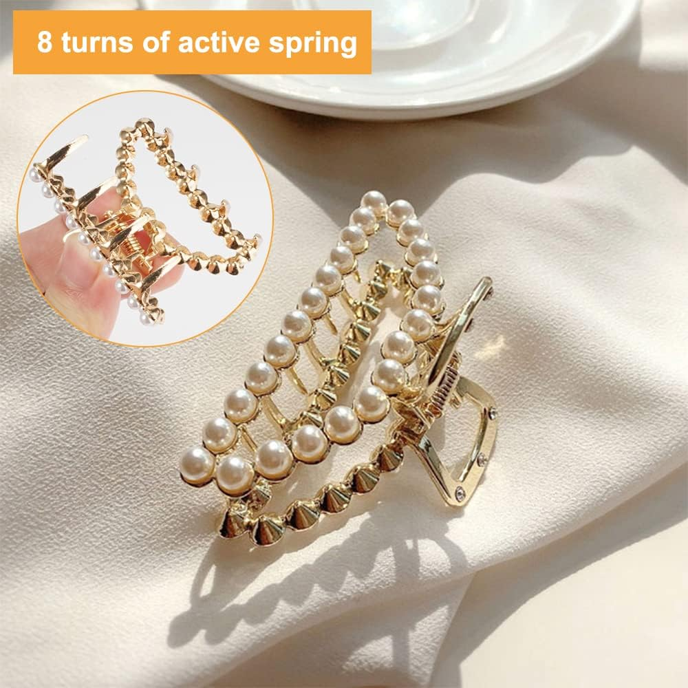 Rairsky Pack of 2 Pearl Hair Clips, Small Hair Clips, Women'S Hair Clip, Metal Hair Clips, for Thick Hair and Thin Hair, Pearl Hair Accessories for Women and Girls, Non-Slip Hair Clips