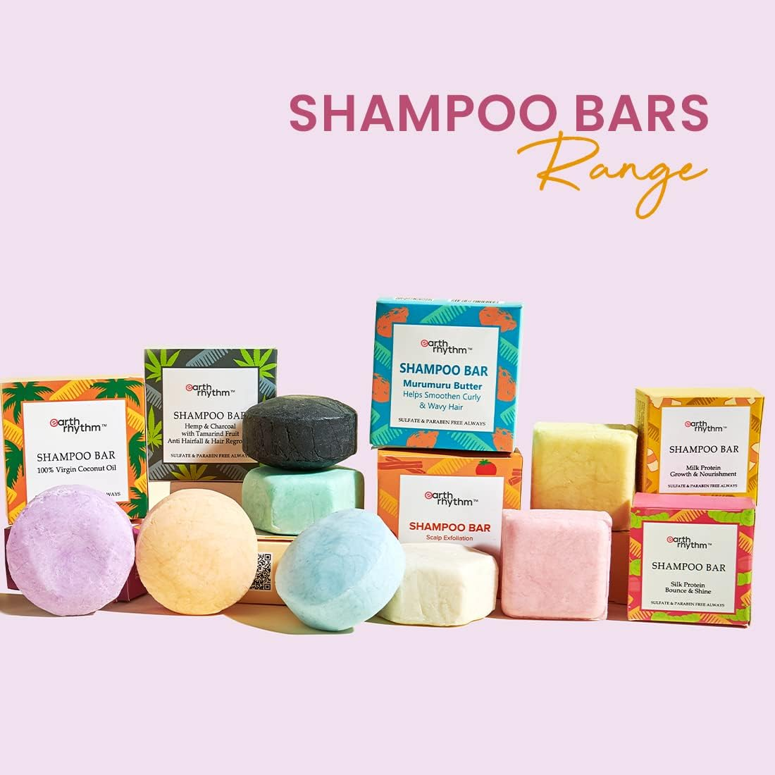 Earth Rhythm Biotin Shampoo Bar with Niacinamide, Ginseng | Restores Suppleness, Adds Shine, Sulfate & Paraben Free, for Rough & Damage Hair (Cardboard) - 80 Gm image number 1