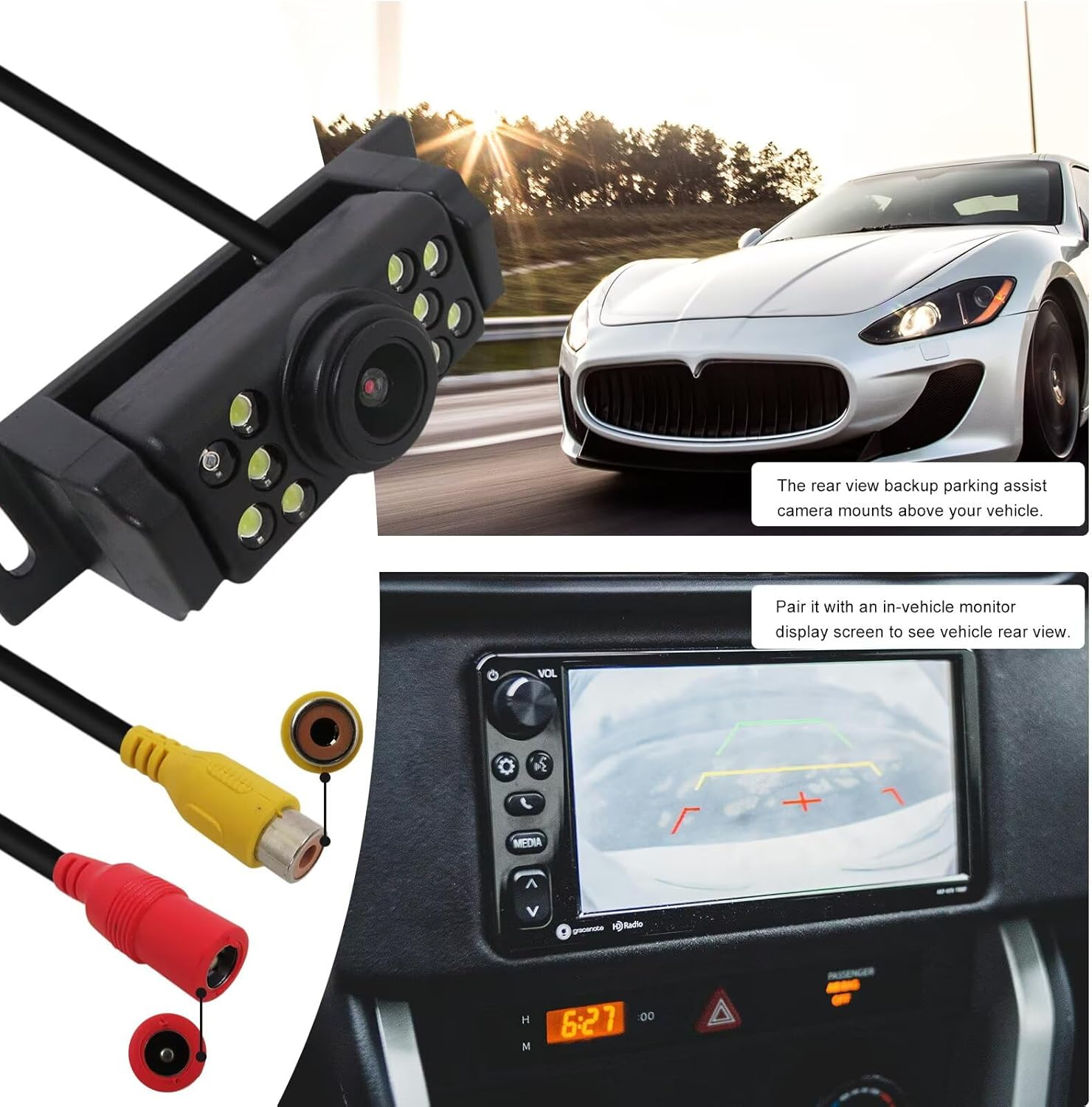Upgraded 170&deg; Reverse Camera Car Replacement Fits for Most of Vehicles License Plate, Rear View Backup Parking Cam HD Waterproof Night Vision image number 1