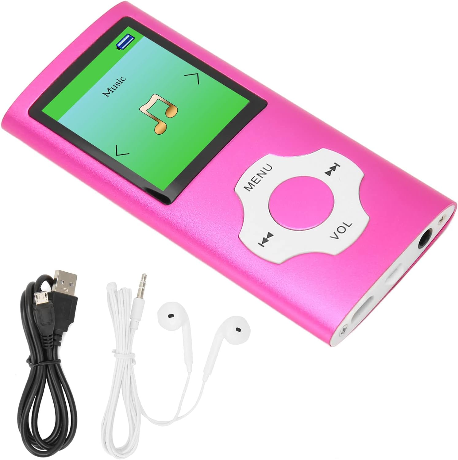 64G MP3 Player, 1.8 Inch Music Player, LCD Screen, Recording FM Radio, Portable MP3 Player for Kids Students - Pink image number 3
