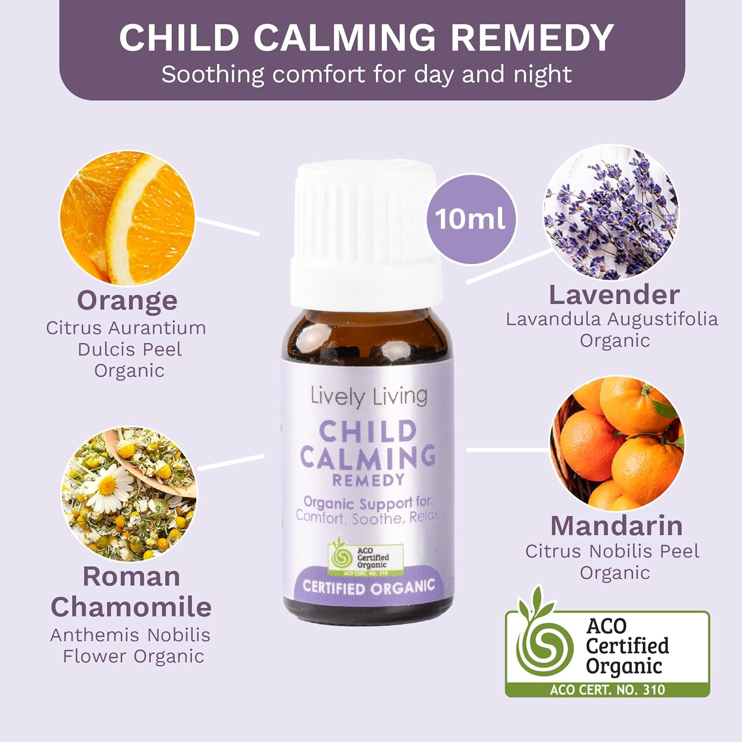 Lively Living Bambino Baby Organic Essential Oils Trio - Australian Certified Organic Oil Gift Set for Nursery Diffuser or Humidifier | Help Toddlers or Child Sleep, Calming, Relaxing 3 X 10Ml Bottles image number 1