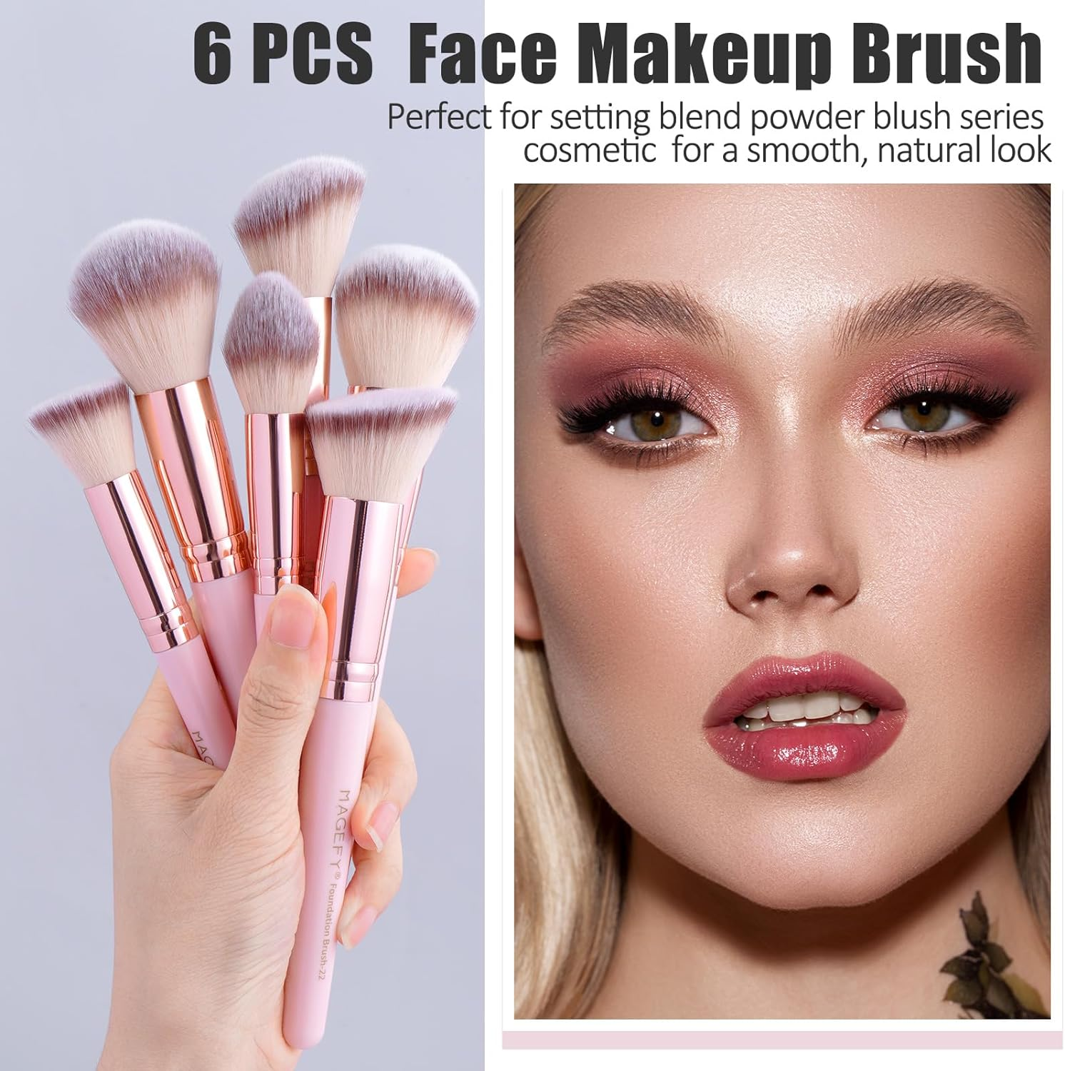 Makeup Brushes 28 Pcs Make up Brushes Professional Makeup Brushes Set Premium Synthetic Face Powder Blush Pointed Eyeshadow Blending Brush Kit with Gift Box(Pink) image number 6