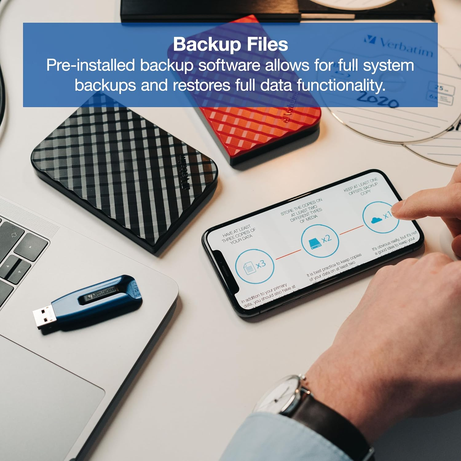 Verbatim Store'N'Go Grid Design USB 3.0 2 TB Hard Drive, Black image number 5