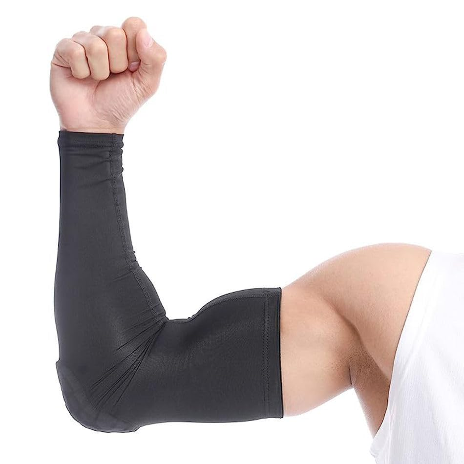 2 Pcs Shield Shape Crash Proof Elbow Pads Arm Sleeve Compression Shin Pads Brace Protector Gear for Volleyball, Basketball, Football & All Contact Sports, (1 Pair) (Black, Large) image number 5