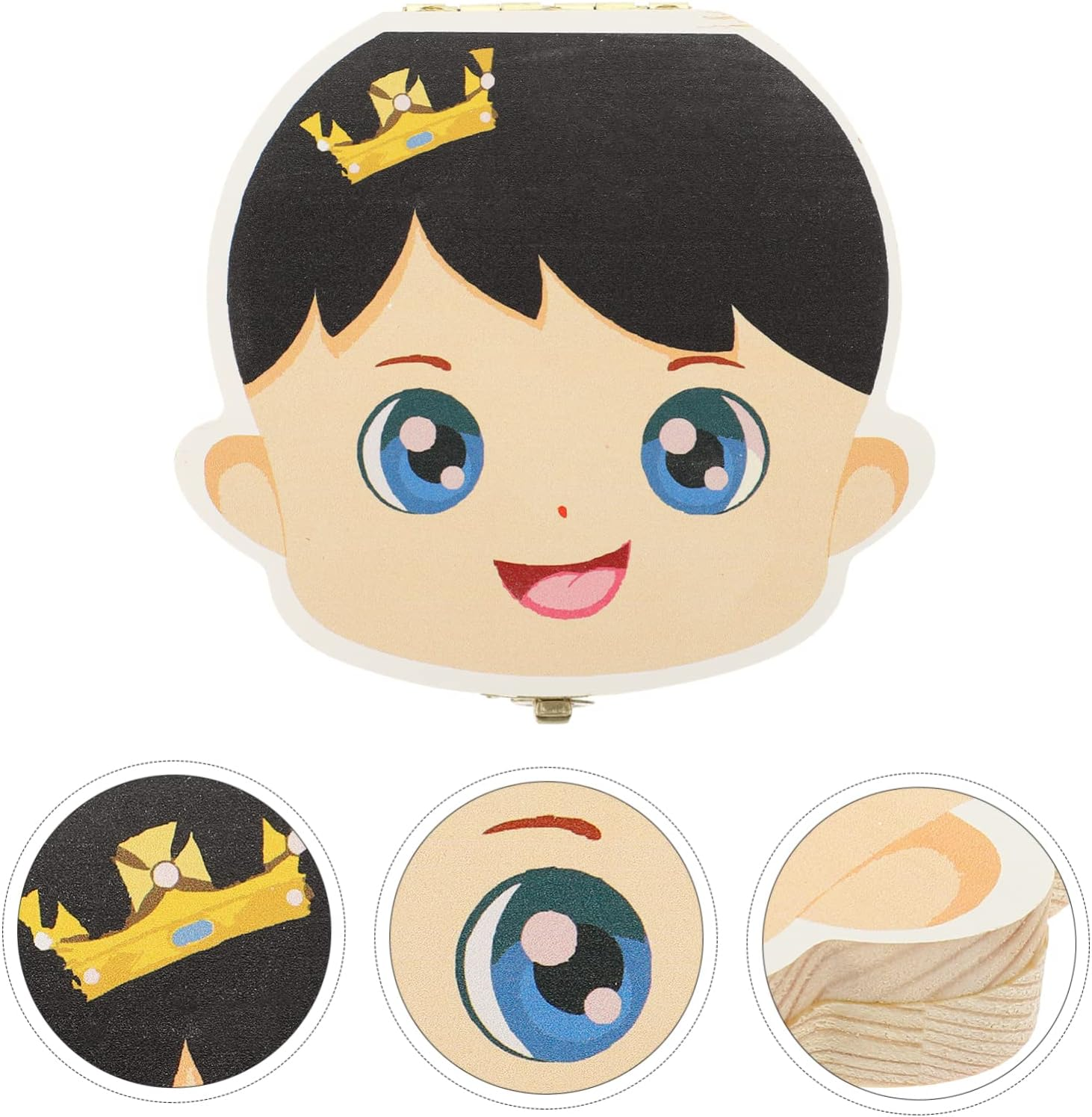 Sosoport Tooth Preservation Collection Box for Boys and Girls Wooden Boy Girl Teeth Saver Colorful Cartoon Design and Keepsakes image number 4