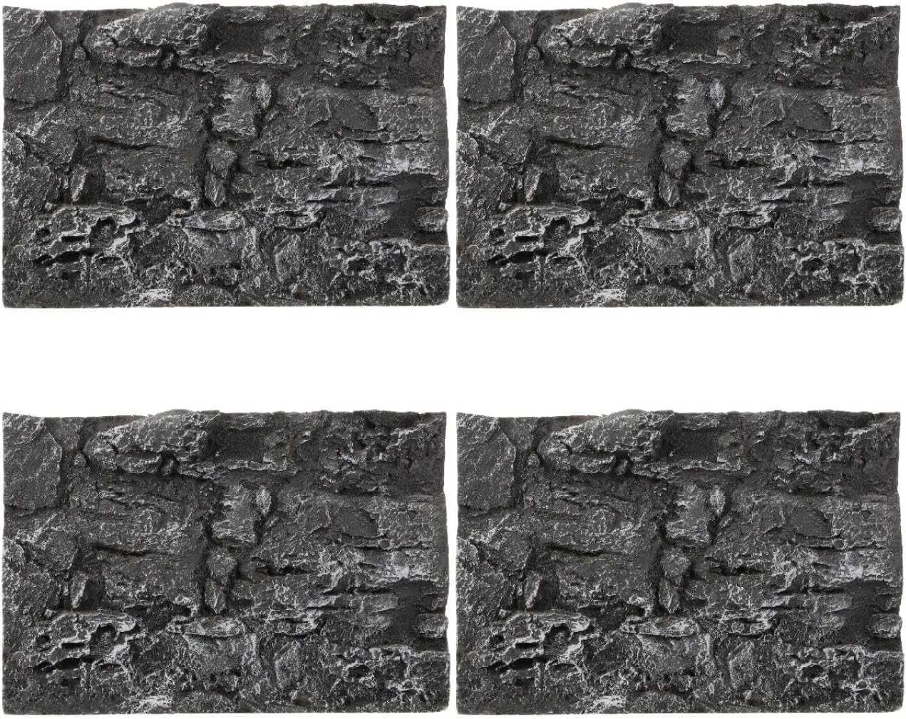 Kisangel 4Pcs Rock Terrarium Background, 3D Reptile Enclosure Aquarium Tank Decor, Snake Lizard Habitat Stereo Backdrop Wall for Lifelike Art
