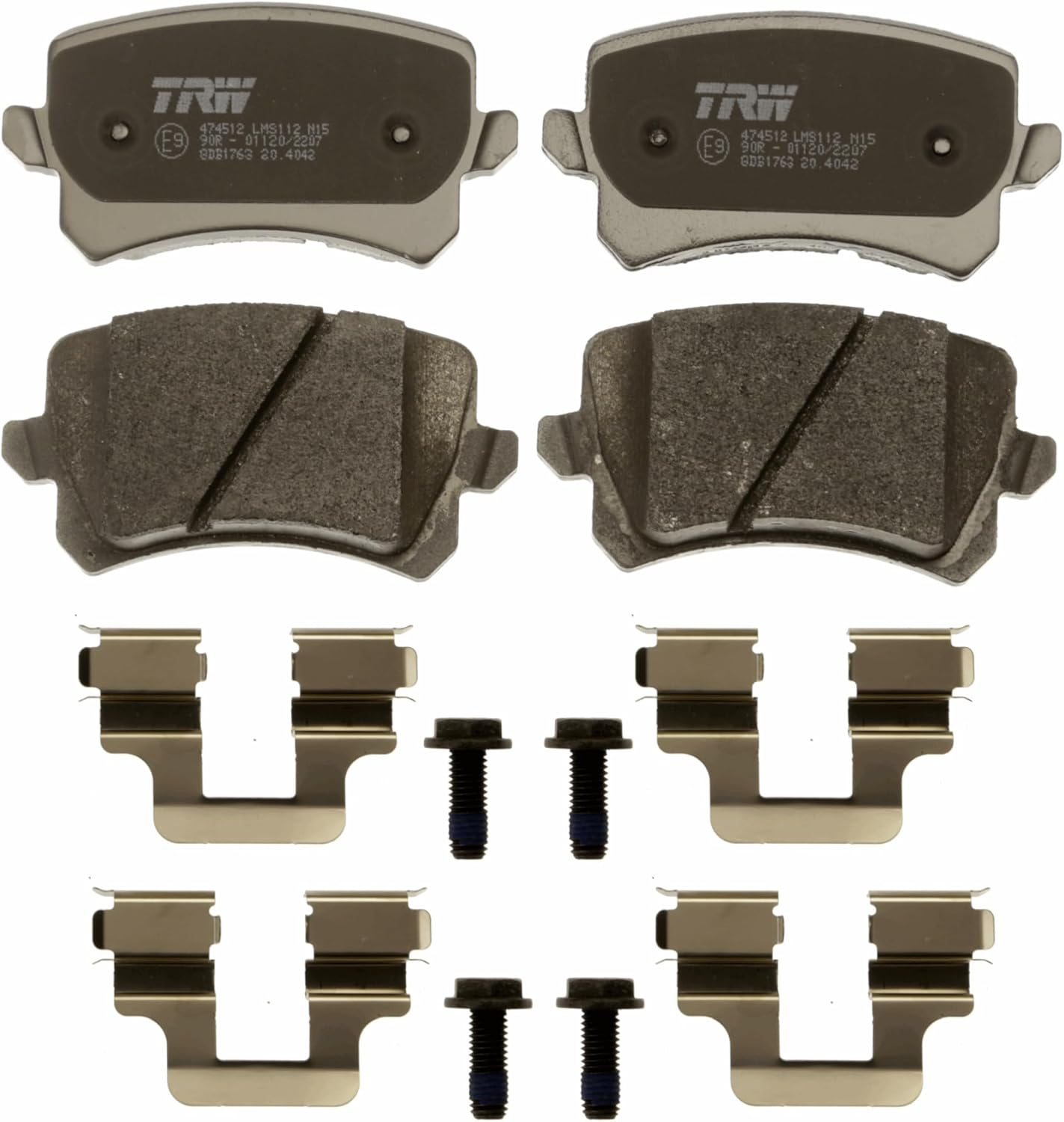 TRW GDB1763 Brake Pad Set 4-Piece for Volkswagen Tiguan/Tiguan Limited (5N_) 2007-2018 Rear Axle and Other Vehicles