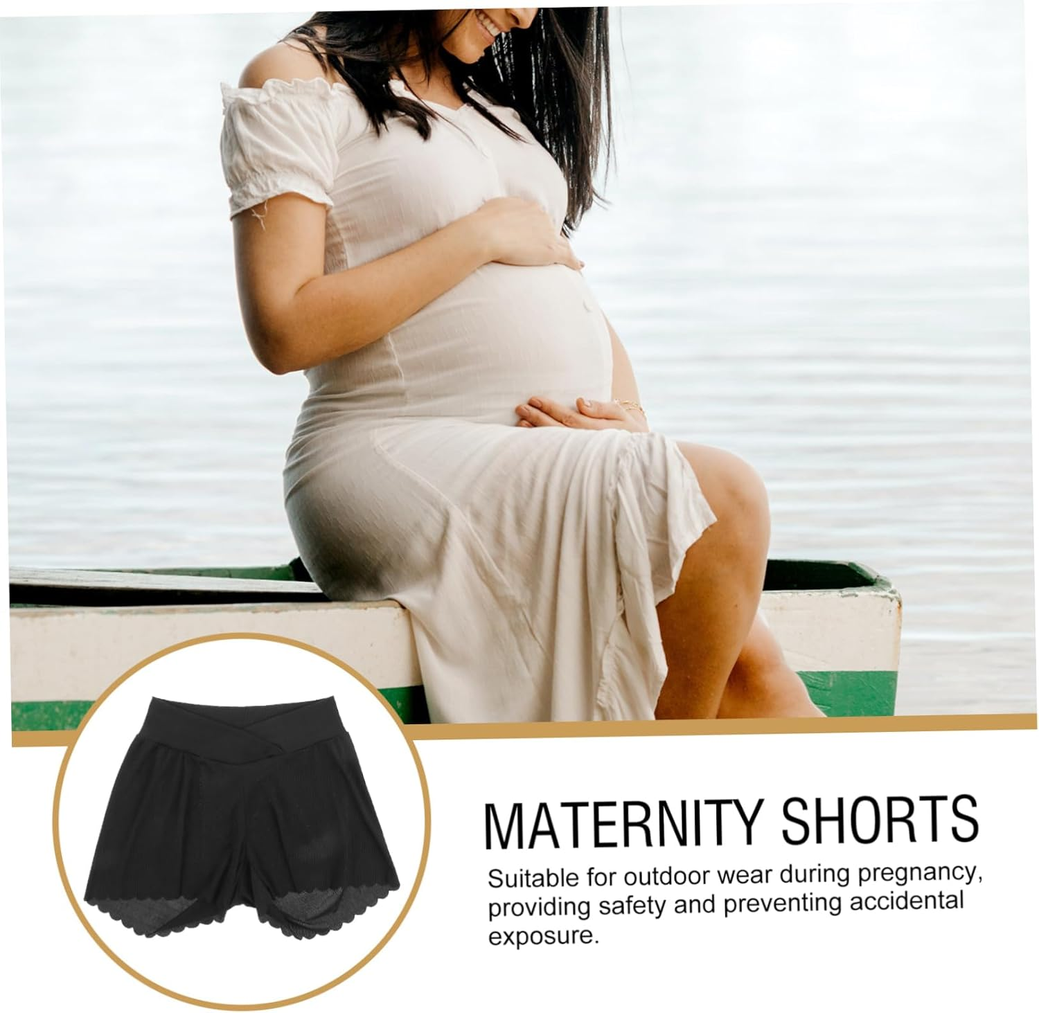 Stretchy Maternity Pants Postpartum Pants Pregnancy Biker Shorts Pregnancy Sleepwear Stretchy Pajamas Black Cloth image number 3
