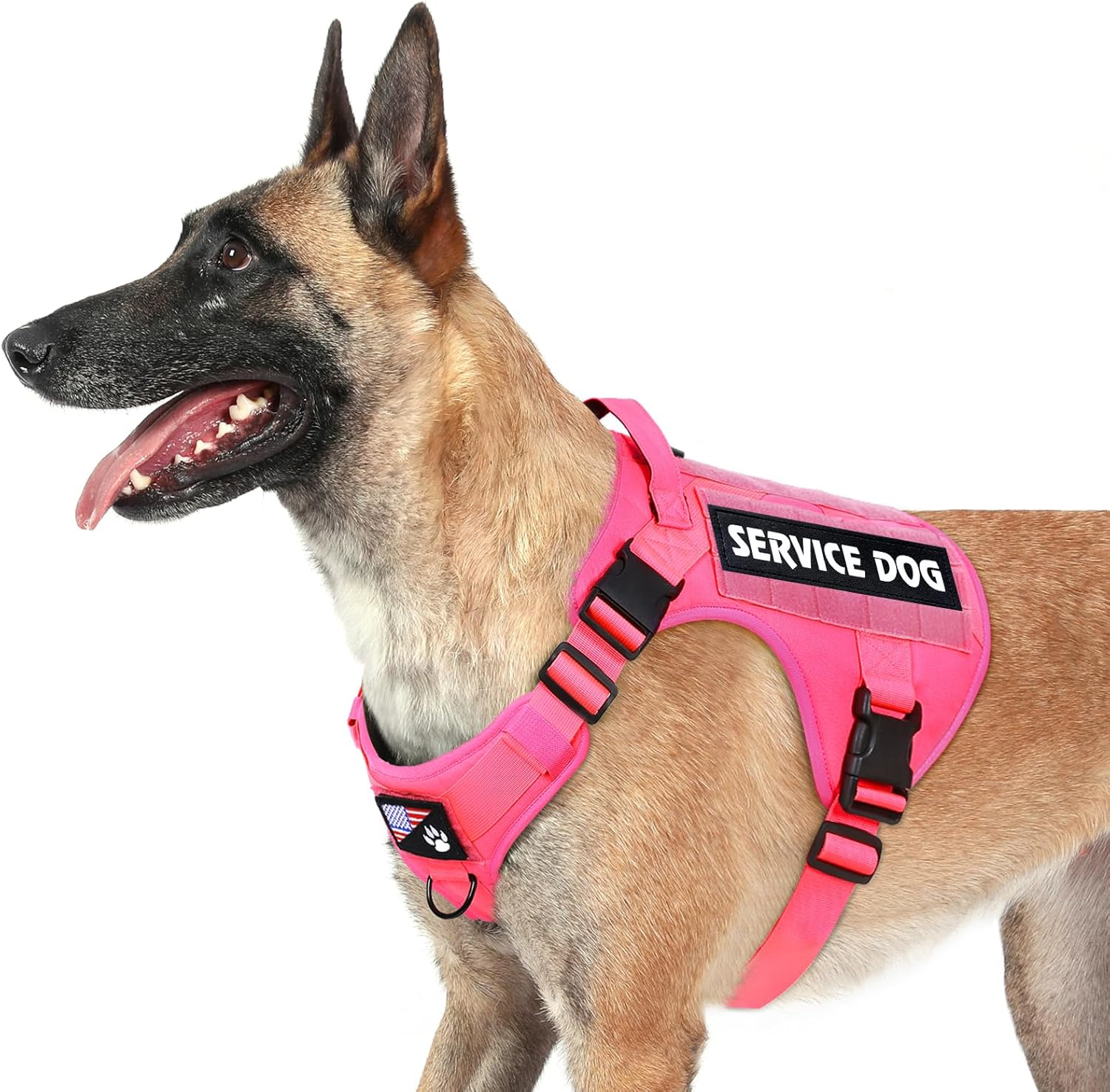 Voopet Tactical Dog Harness - Military Emotional Support Service Dog Vest with Handle & Molle for Medium Large Dogs, Easy Control No Pull ESA Dog Vest with 6 Tags for Working Training