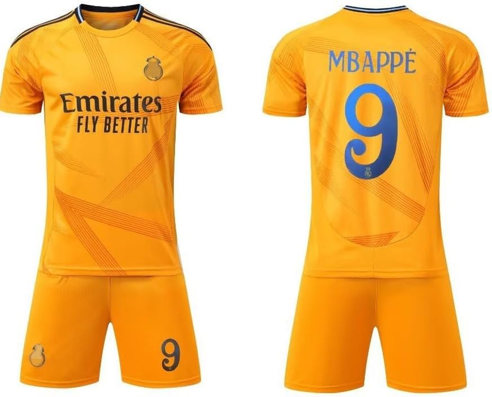 Mb 9# Madrid Soccer Jersey 2024/25, Mb Away Orange No.9 Club Football Jersey, Children'S Soccer Jersey Size 22-28 image number 1