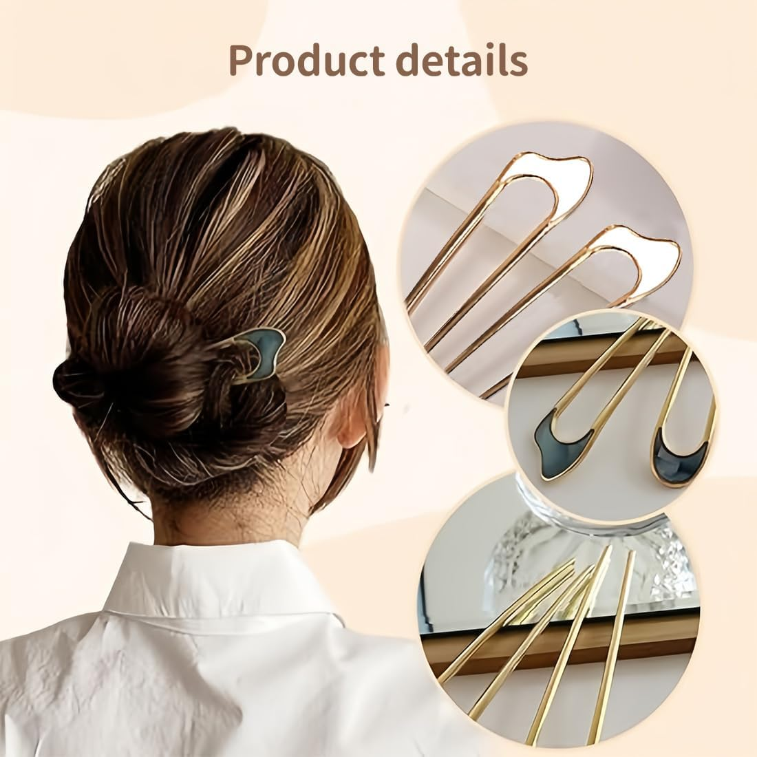 FMYODWU Pack of 4 U Shaped Hair Pins, French Twist Hair Pin, French Pin, Metal Clip, French Hair Clip, Large Hair Fork, Hair Clip, Hair Accessories, Hairstyle Accessories for Women image number 2