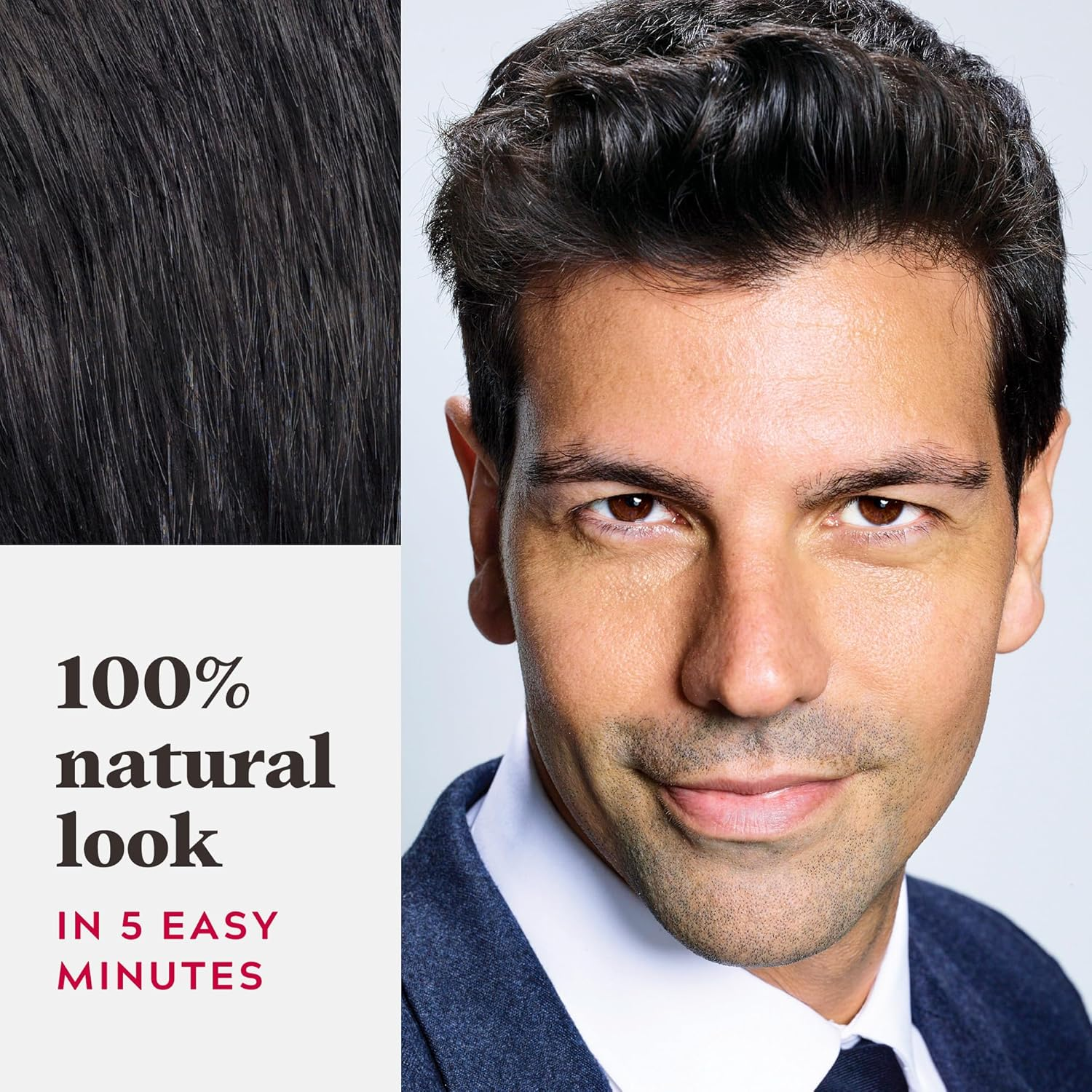 Just for Men Shampoo-In Colour, Grey Hair Dye for Men, Various Shades, Restores Original Colour for a Natural Look - Real Black, H-55