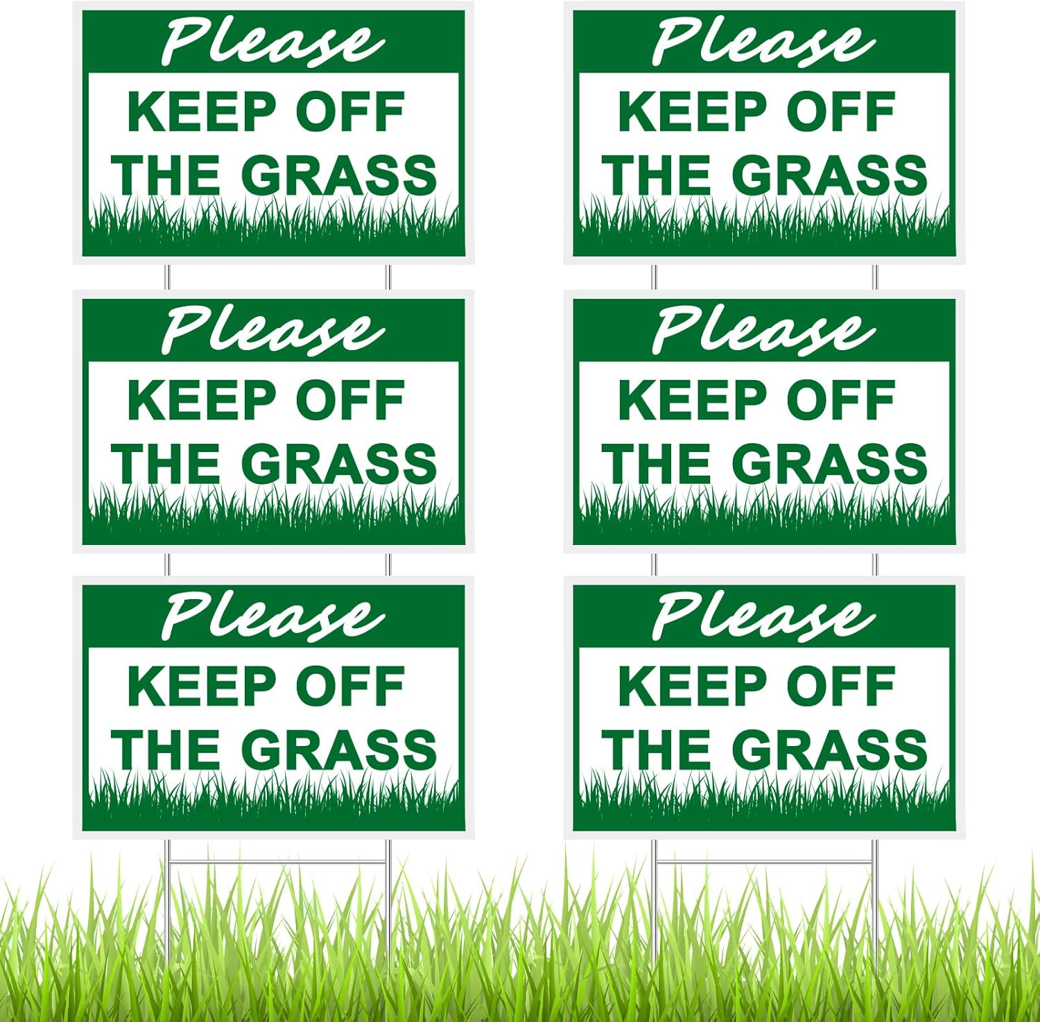 Juexica 6 Pcs Please Keep off Grass Sign - Double Sided Plastic Lawn Garden Sign with 6 Strong H Stakes for Yard Decorations - Dogs People Stay off Your Lawn, Easy Install (8 X 12'') image number 1