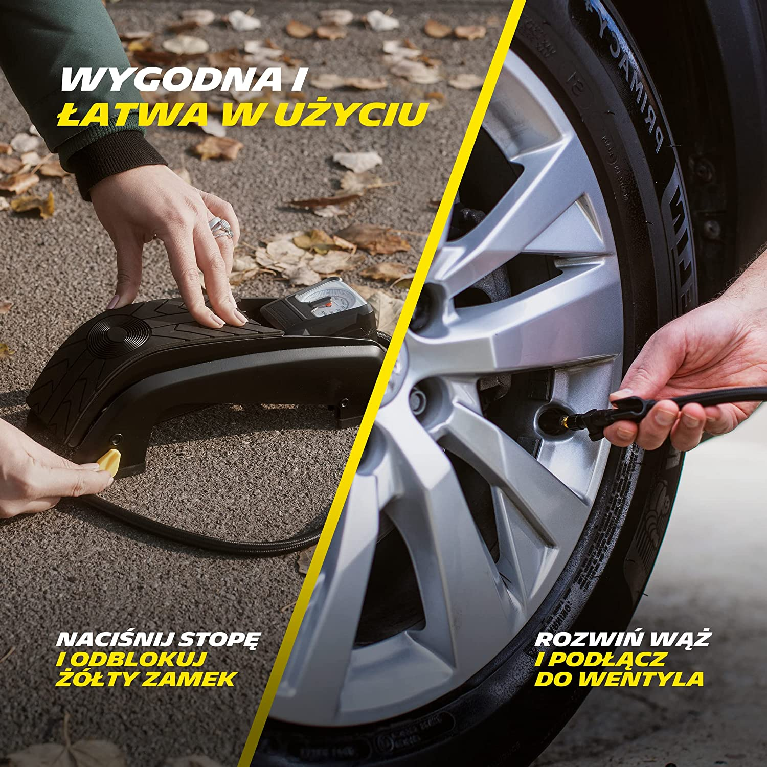 MICHELIN Single Barrel Analogue Tyre Foot Pump with Gauge Accuracy up to +/- 1 PSI, Dual Display PSI and BAR & Snap-In Adaptor Storage (12204), Black image number 6