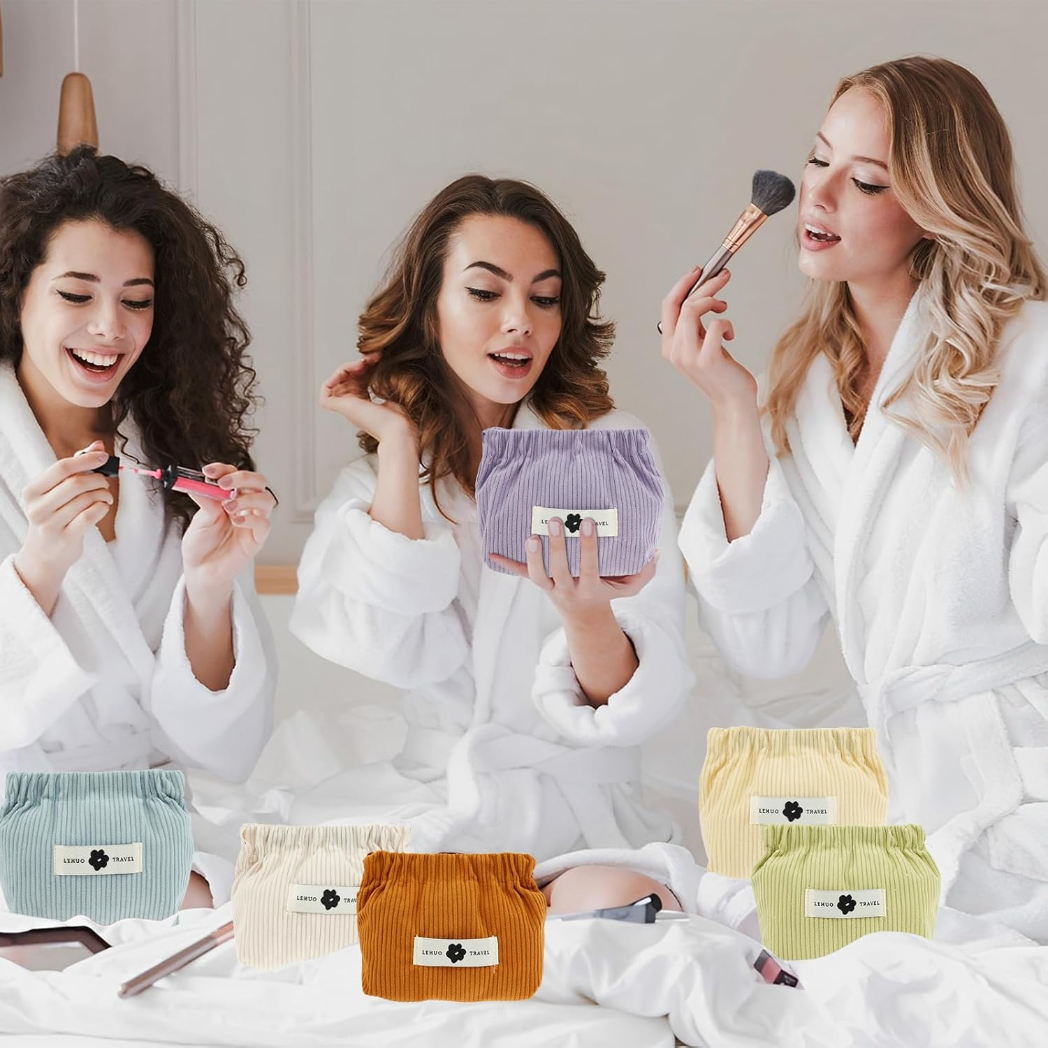 6Pcs Mini Pocket Makeup Bag Travel Corduroy Makeup Pouch Cute Small Cosmetic Bag Squeeze Top Coin Purse Portable Makeup Pouch Travel Purse Organizer Storage for Women Accessories Gift, 6Pcs, Makeup