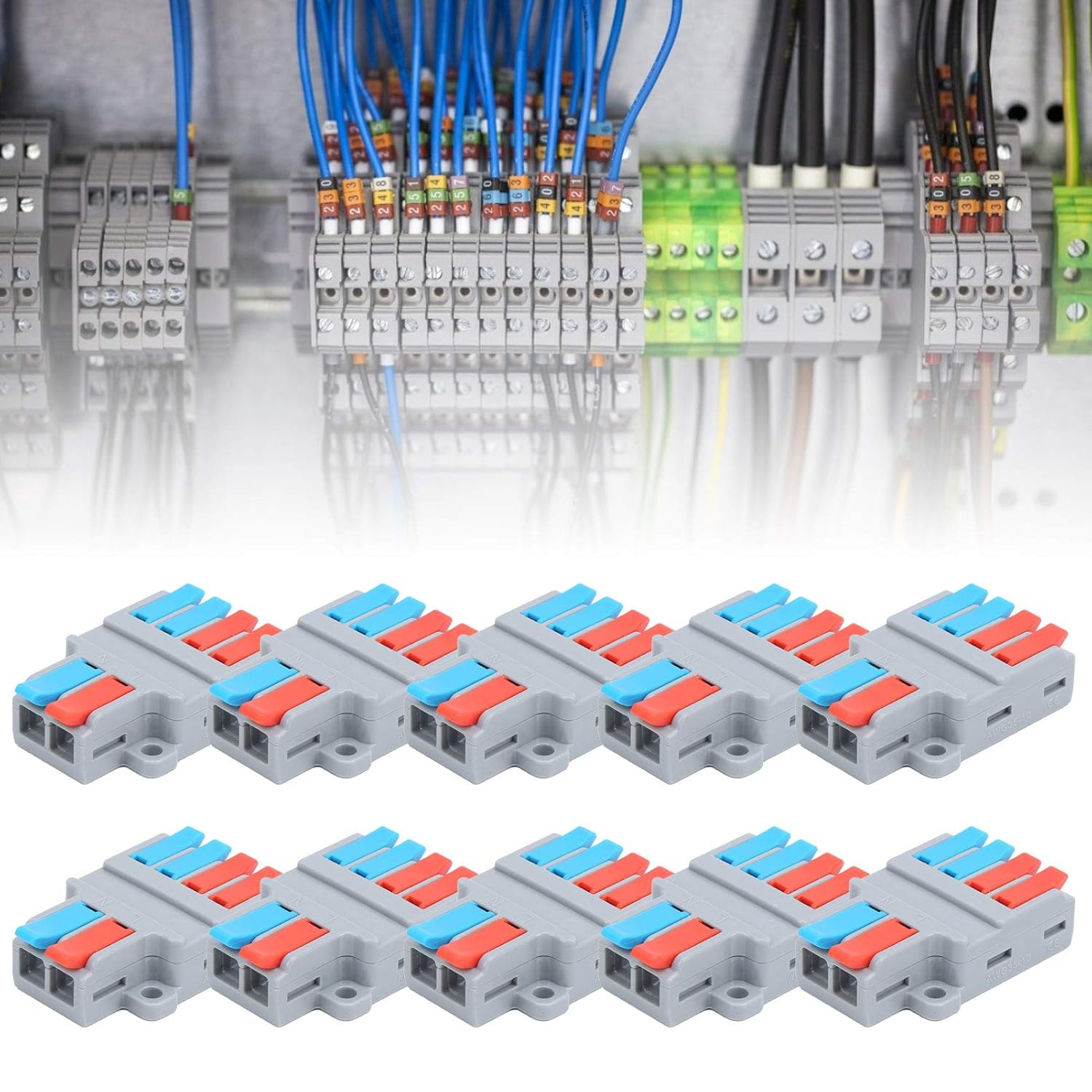 LT-624 Cable Connector Terminal Set, 10 Pieces, 2-In 4-Out Quick Wire Connection, ABS Material, 32A Current Rating, -40 to 105&deg;C Temperature Range