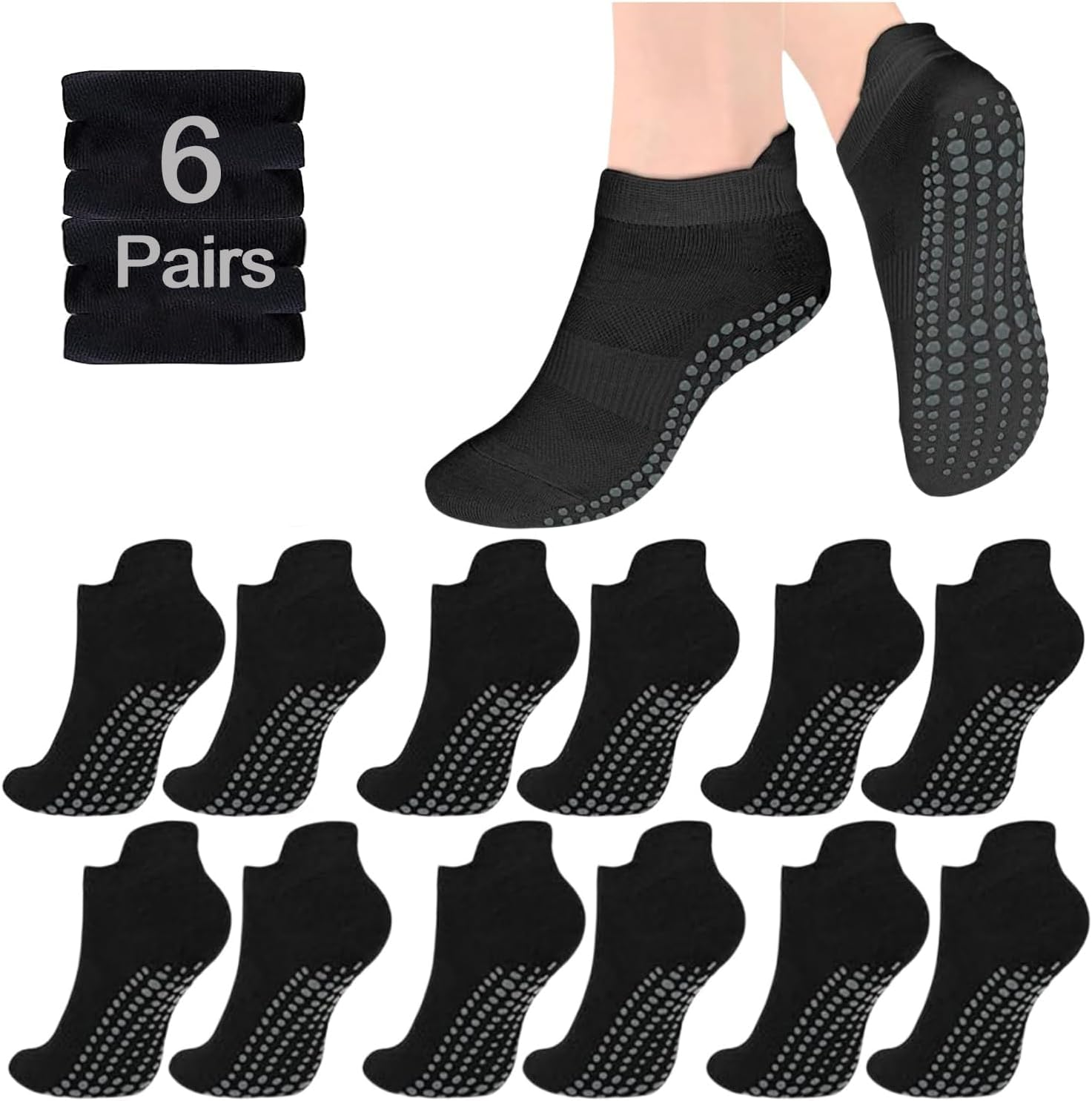 ZANZER Grip Socks for Men Women Pilates Grip Socks Non Slip Yoga Sock with Grips for Sport,Hospital,Ballet,Barre,Dance,Barefoot,Workout Grippy Sock