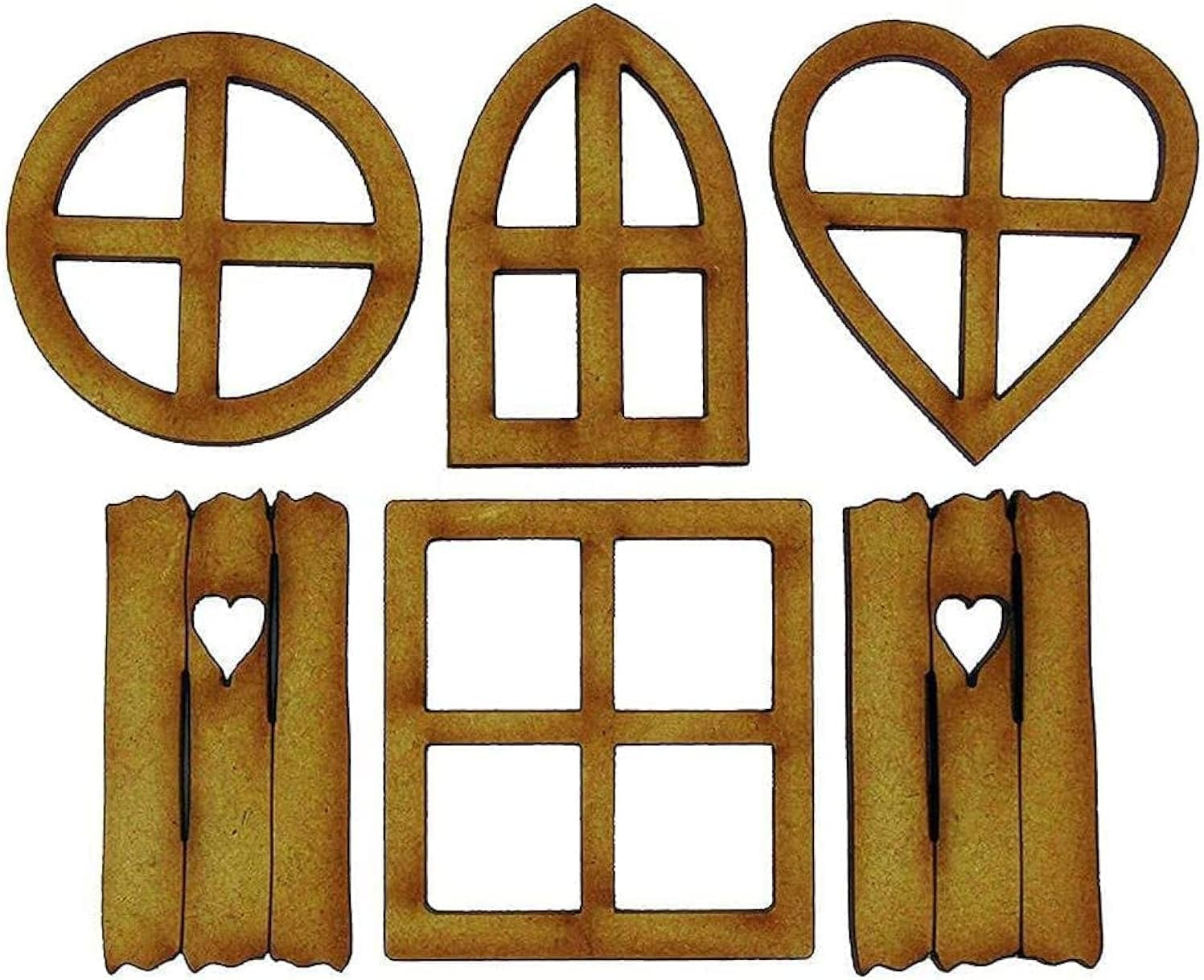 Htppzjr Wooden Fairy Garden Door, Blank Door Fairy House Door and Windows Ornaments Tree Statues for Tree Trunk Yard Decoration, 6Pcs