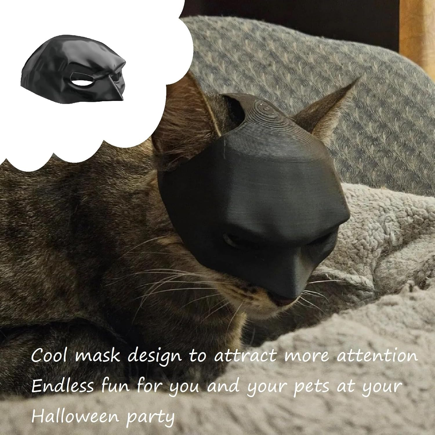 Batcat Mask, Bat Mask for Cats, Funny Black Bat Mask for Cats, Cat Bat Cosplay Hat, Cat Bat Mask, Cat Clothing, Pet Costume for Halloween or Daily Fun, 11 Cm image number 4