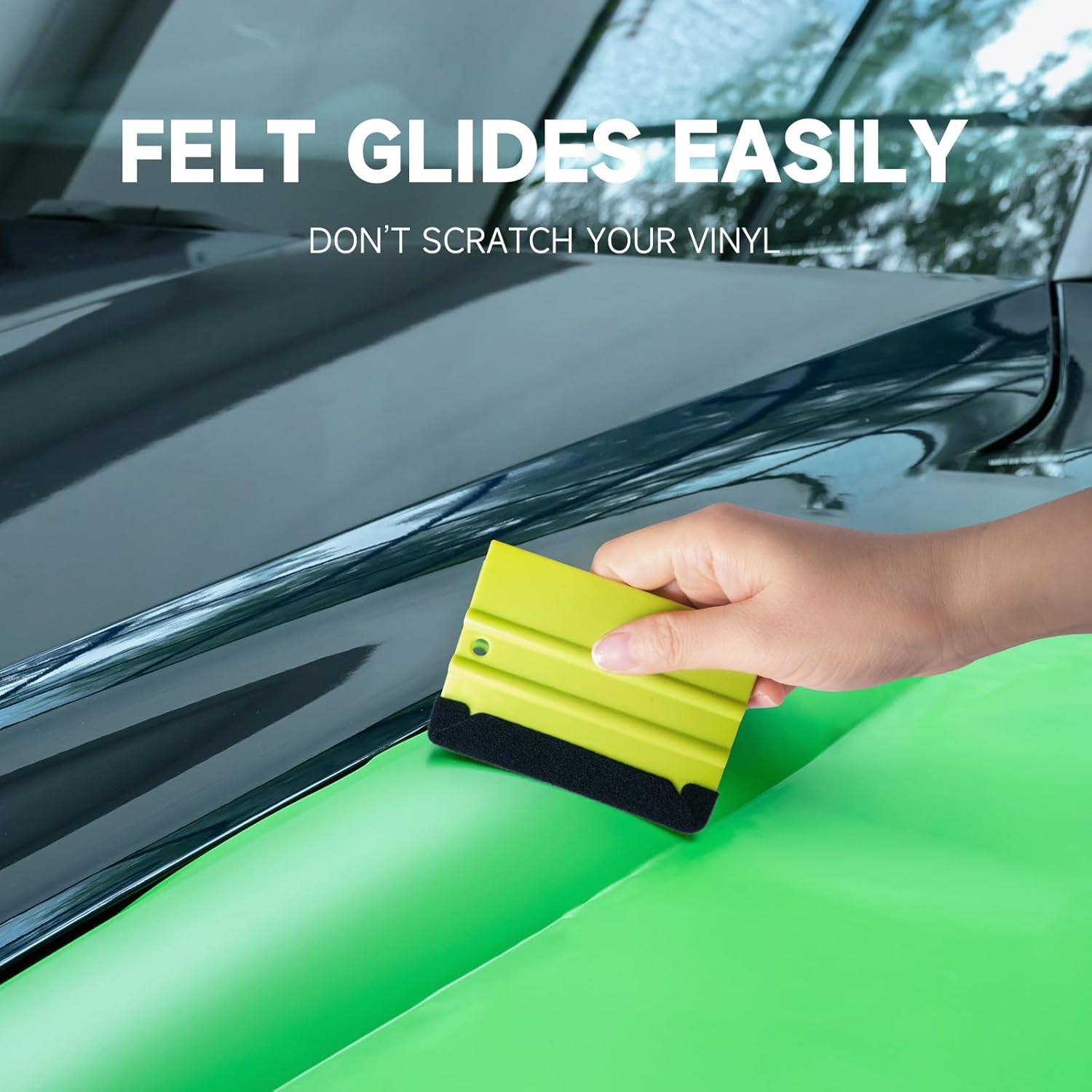 FOSHIO Pre-Cut 30PCS Squeegee Felts, Black Felt Tape with Adhesive Backing Fit 4-Inchs Squeegee, Squeegee Buffer Sticky Felt Pads Vinyl Wrap Tools image number 1