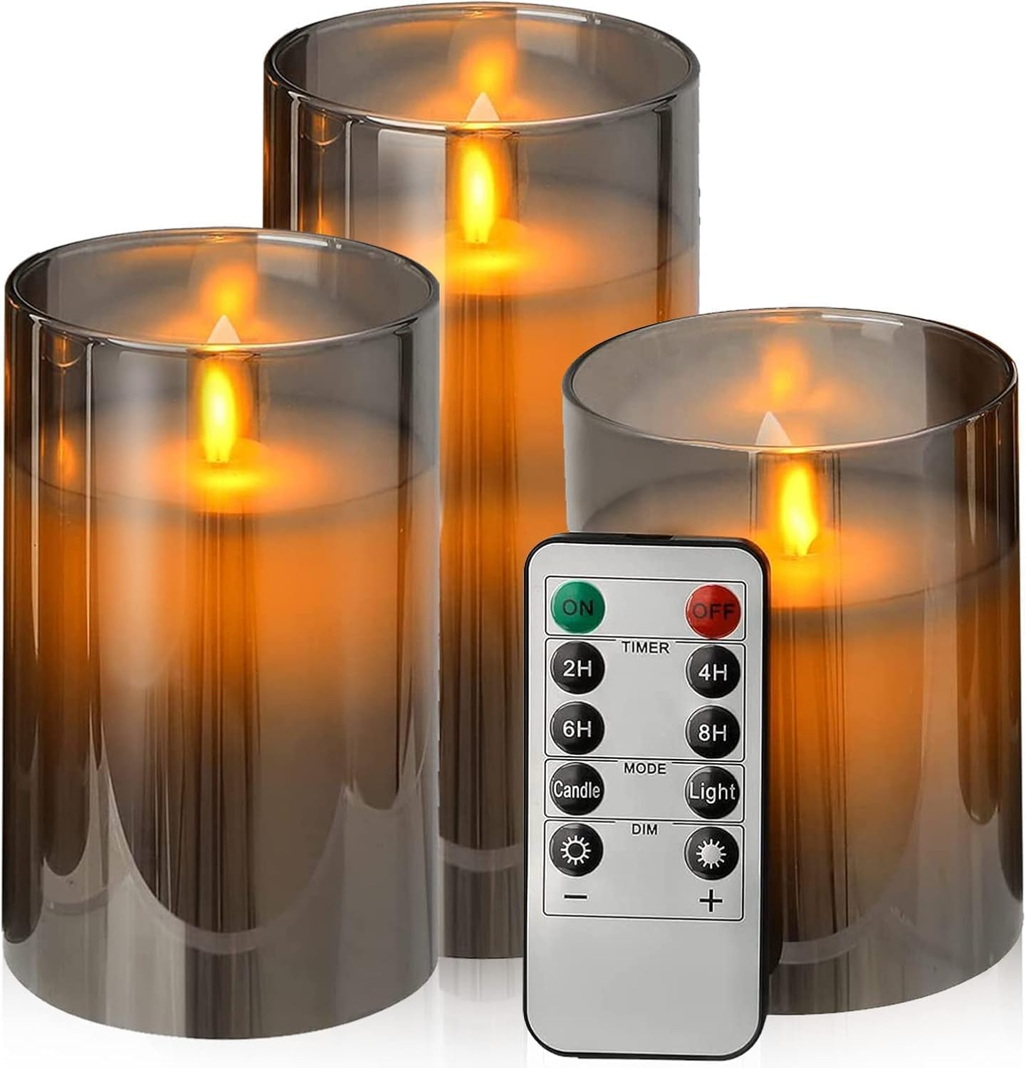 Flameless Candle Battery Operated, Flameless Candle with Remote Timer, LED Flameless Flickering 3D Wick Pillar Candle for Holiday Weddings, Christmas Home Party Decorations (White, Pack of 3)