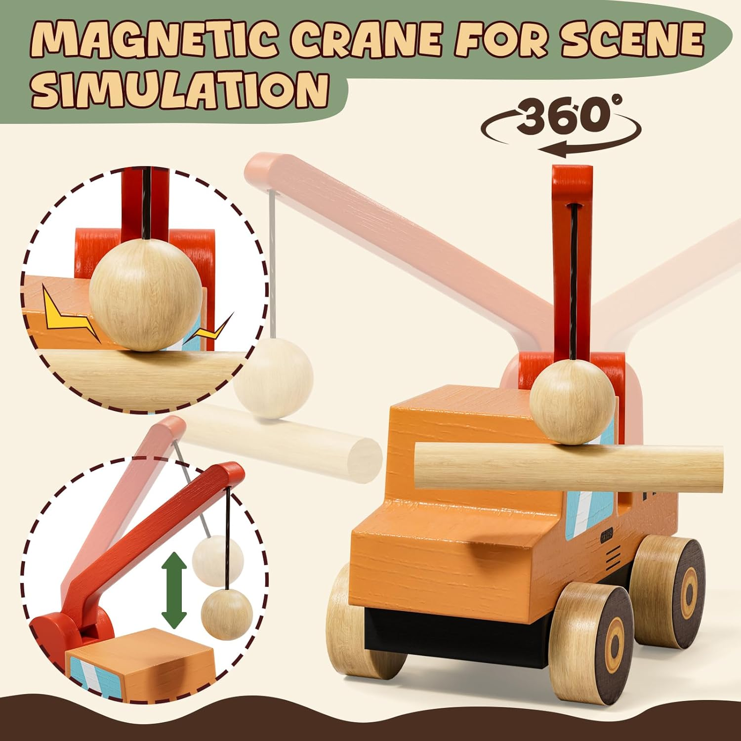 Lehoo Castle Wooden Toys, Wooden Train Set, Toy Trains & Train Sets, Kids Toys for 3 4 5 Year Old Boys with Fishing Game, STEM Toy for Boys Girls image number 6