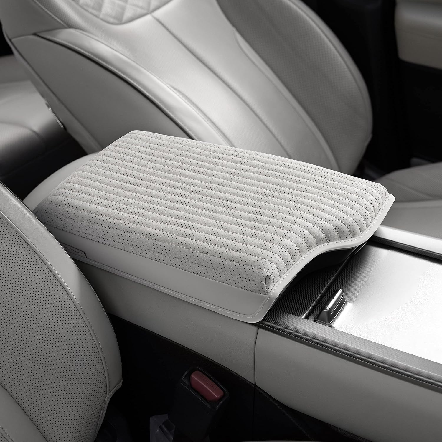 KMMOTORS Model Y, Model 3 Center Console Cover Quilting Black, Armrest Cushion, Console Protector, Vegan Leather, Tesl* Accessories image number 6