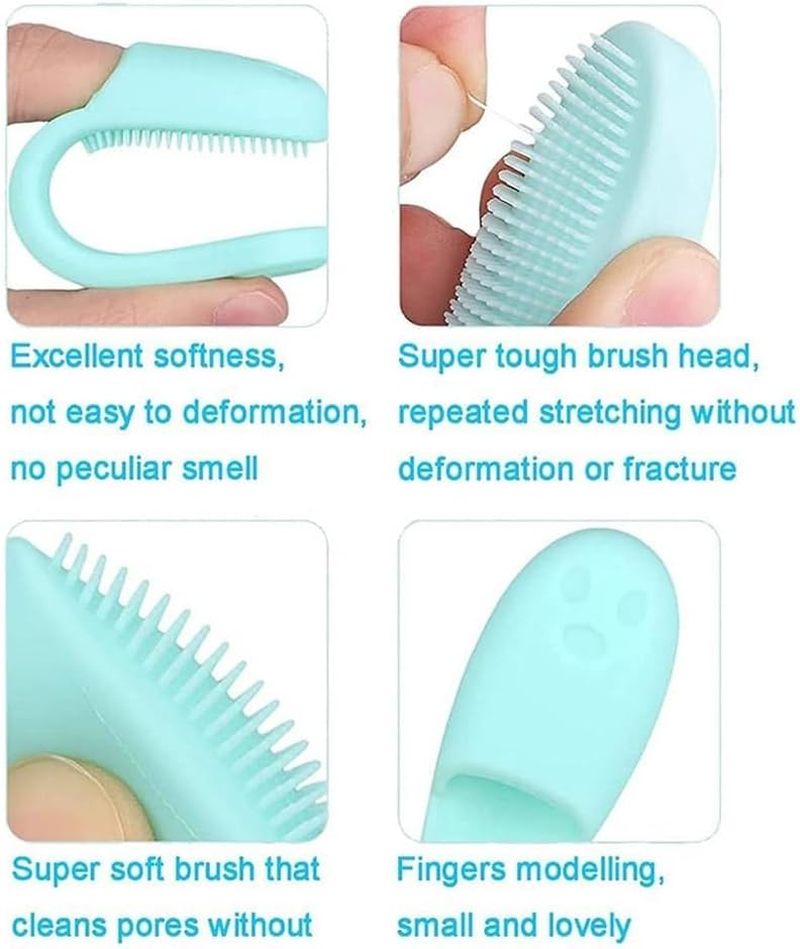 Silicone Scrubber for Cats Chin Cleaner, Silicone Cat Scrubber for Chin, Cat Chin Scrubber, Multifunctional Silicone Brush, Silicone Finger Toothbrush for Puppies and Cats(8Pcs,Pink image number 1