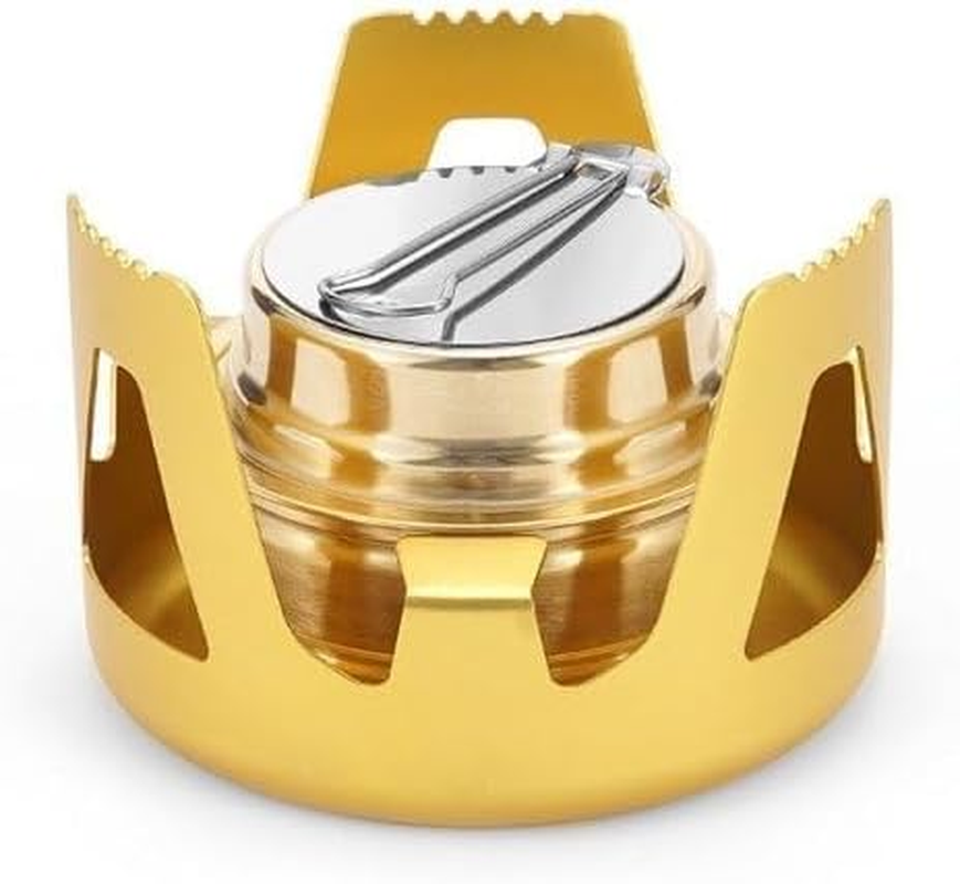 Outdoor Mini Alcohol Stove Kit, Ultra-Light and Portable Camping Stove, Gold image number 2