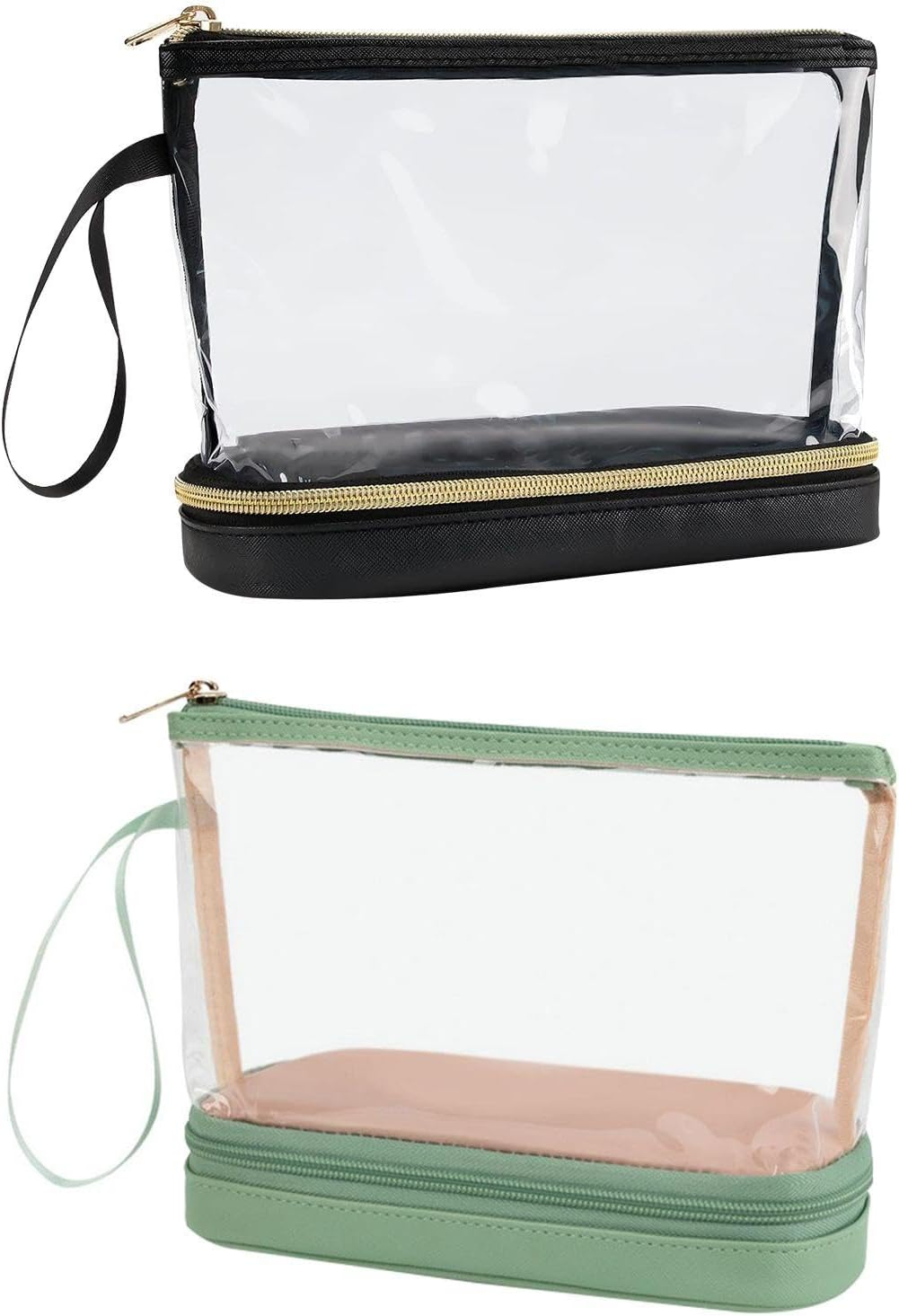 Pack of 2 Transparent Makeup Bags, Waterproof Makeup Bags, Double Layer Large Capacity Makeup Bag, Portable Makeup Bag, Travel Accessories image number 3