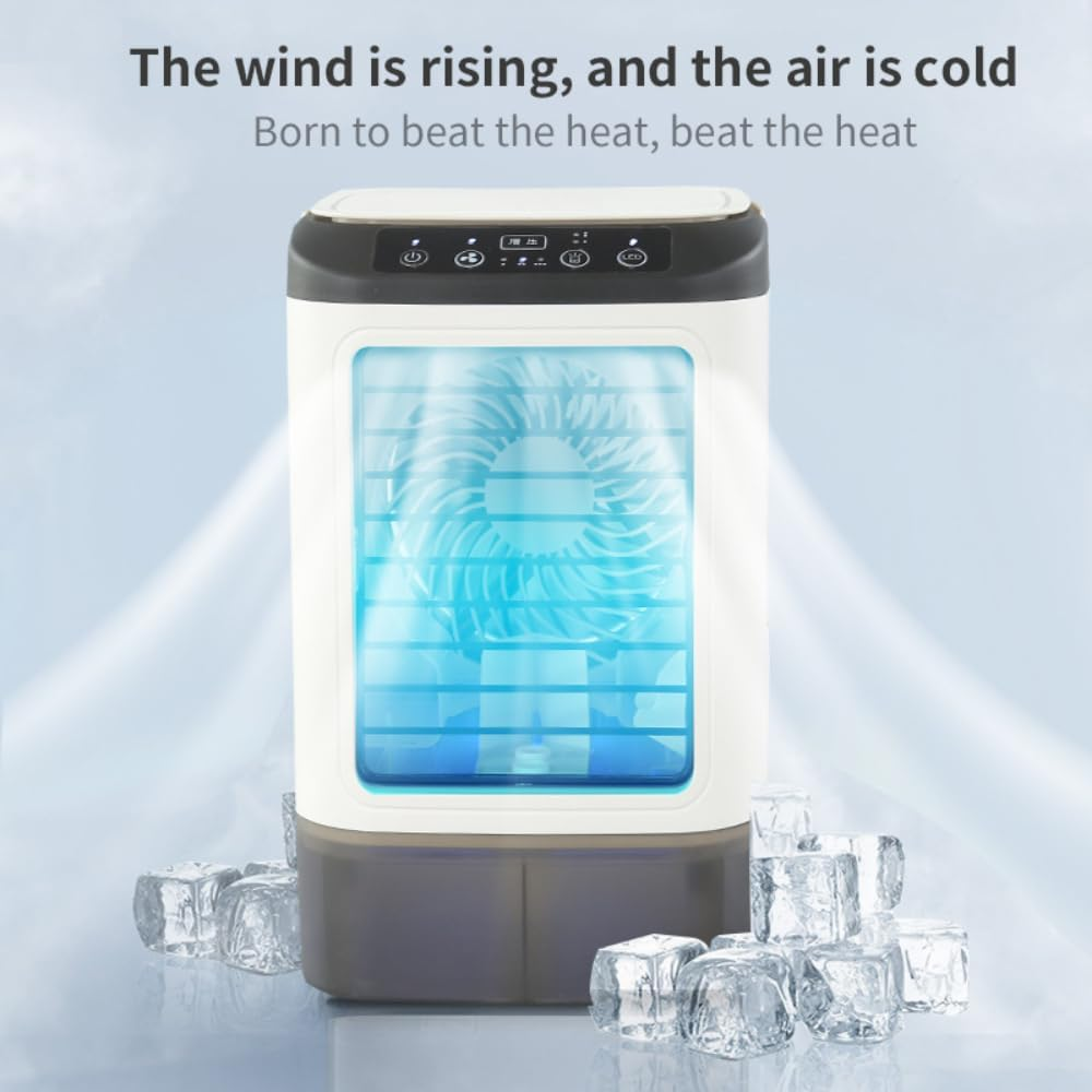 Bewinner Mini Air Conditioner with 900Ml Water Tank, Humidifying Misting Portable Desk Fan, USB Rechargeable Compact Air Cooling Fan for Home Office image number 1